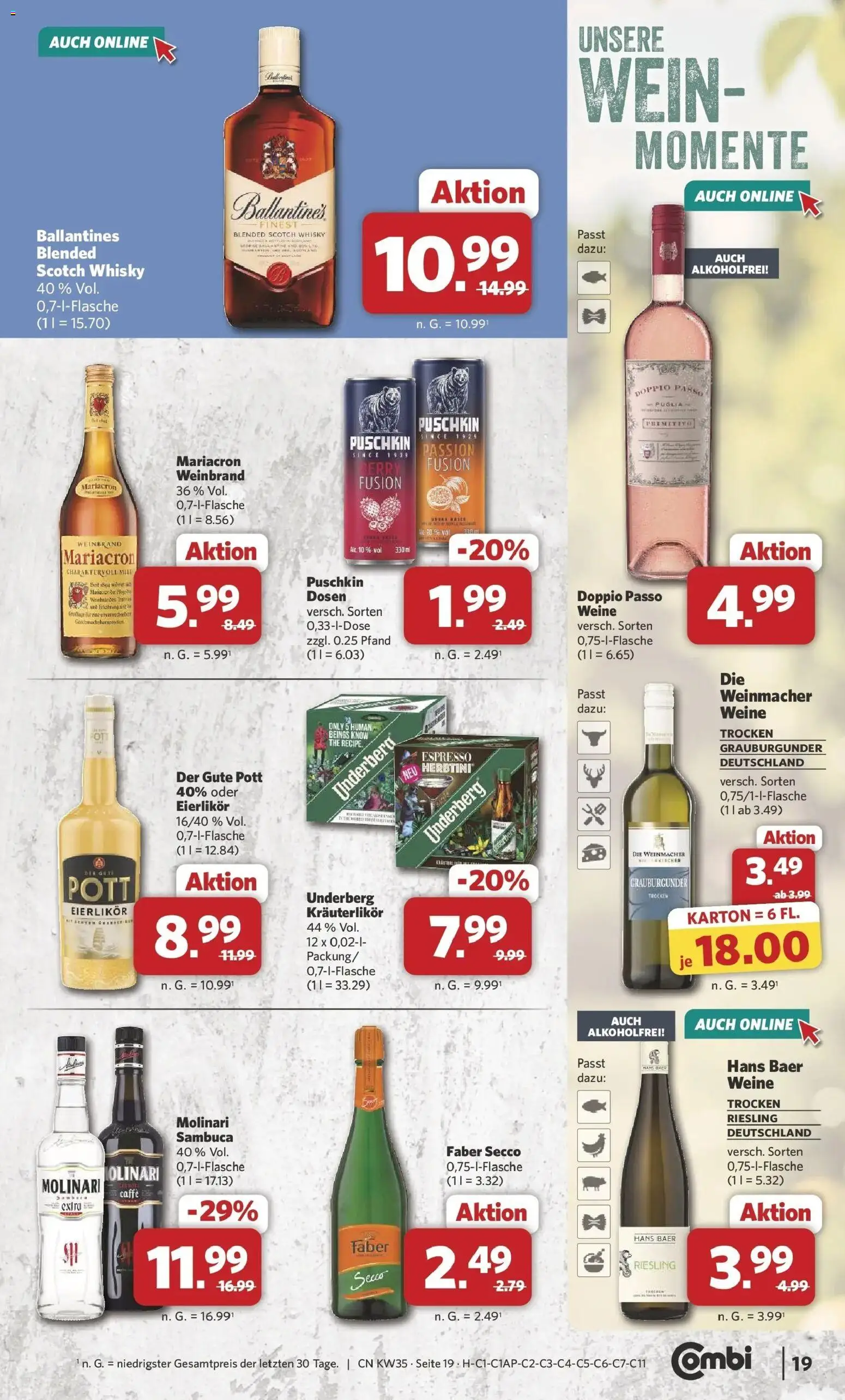 Combi Prospekt Twistringen (ab 24.08.2026) zum Blättern | Seite: 23 | Produkte: Whisky, Sambuca, Doppio Passo, Wein