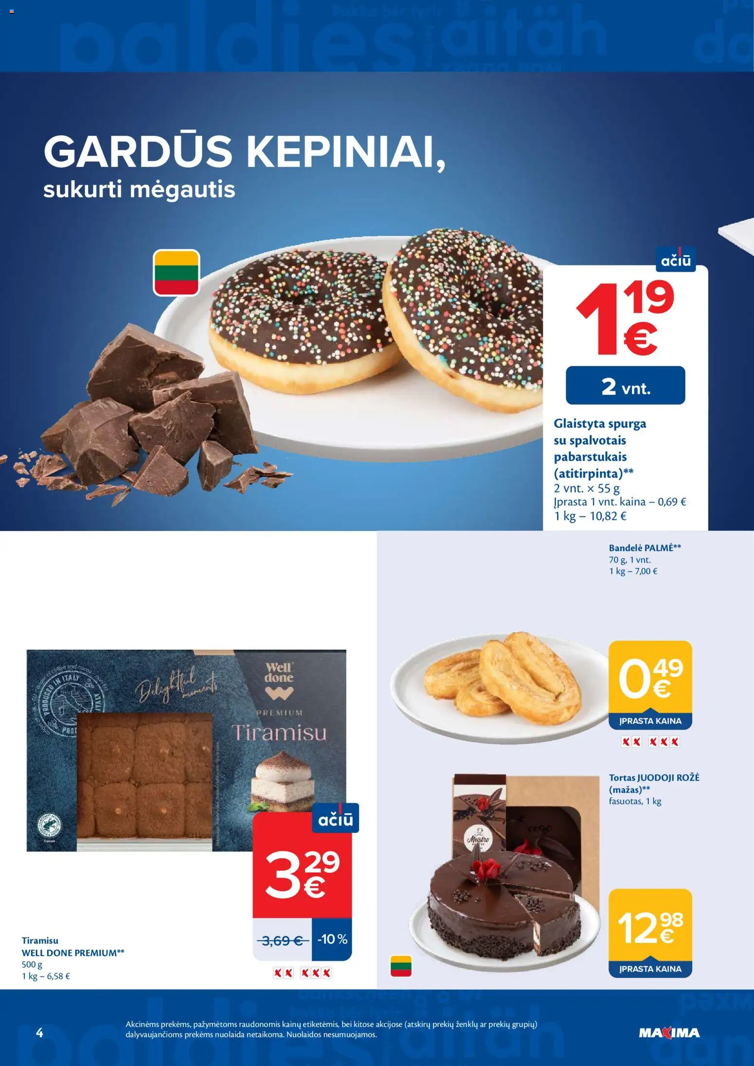 MAXIMA akcijos nuo 26.05.2026 | Puslapis: 4 | Prekių: Spurga, Bandelė, Tortas