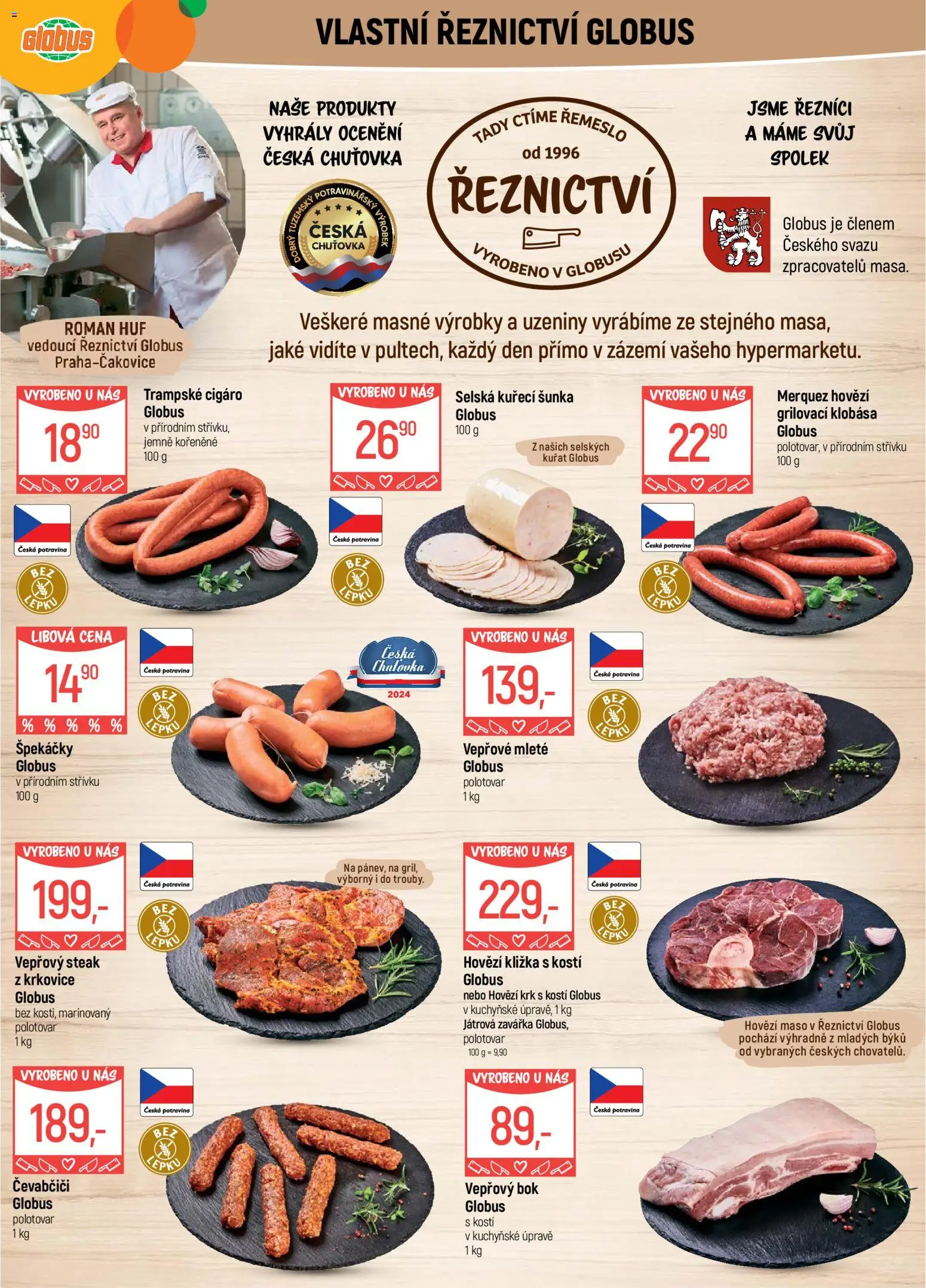 Globus leták od 27.05.2026 | Strana: 5 | Produkty: Hovězí kližka, Špekáčky, Steak, Klobása