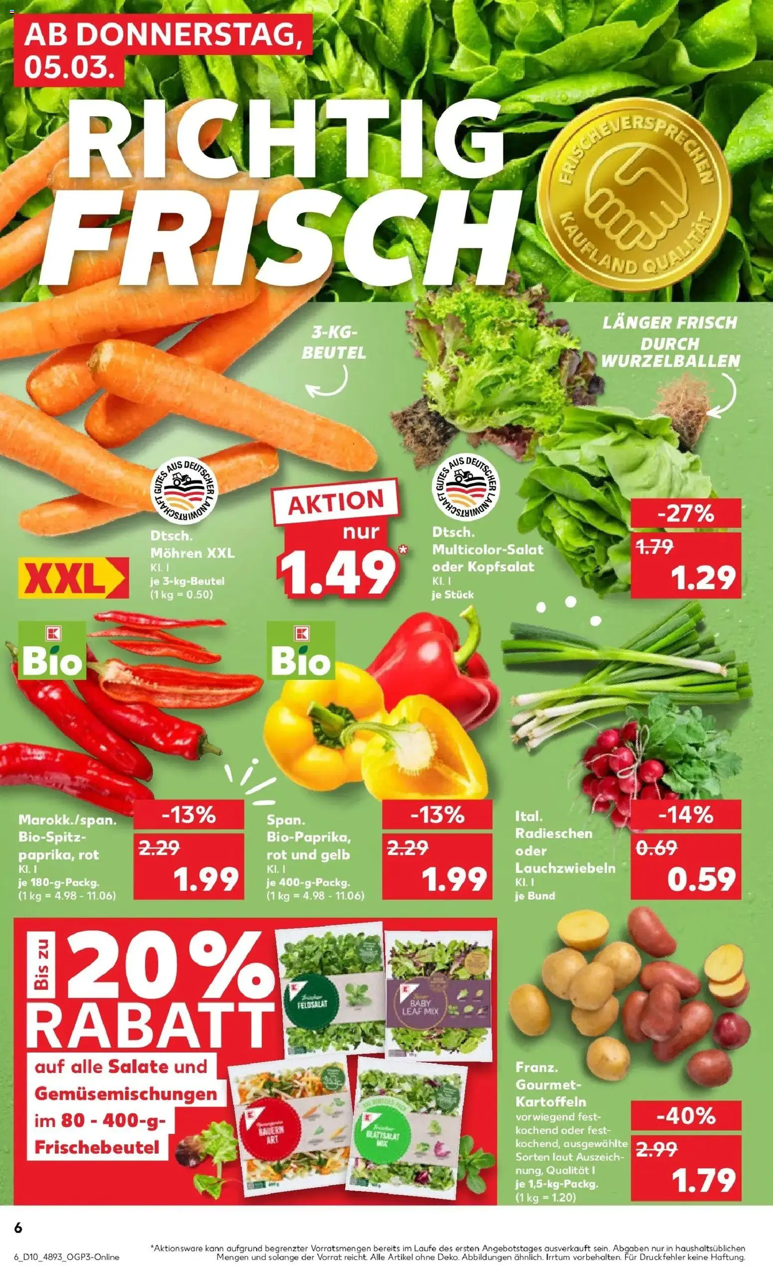 Kaufland Prospekt Leipzig	 – gültig ab 05.03.2026 | Seite: 6 | Produkte: Mohren, Kartoffeln, Salat