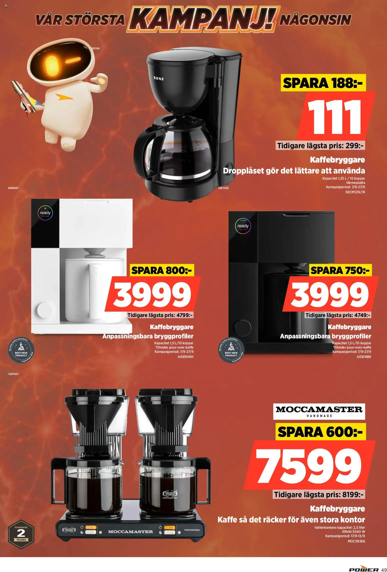 Power reklamblad aktuell från 07/09/2026 | Sida: 49 | Produkter: Kaffebryggare, Kaffe, Koppar