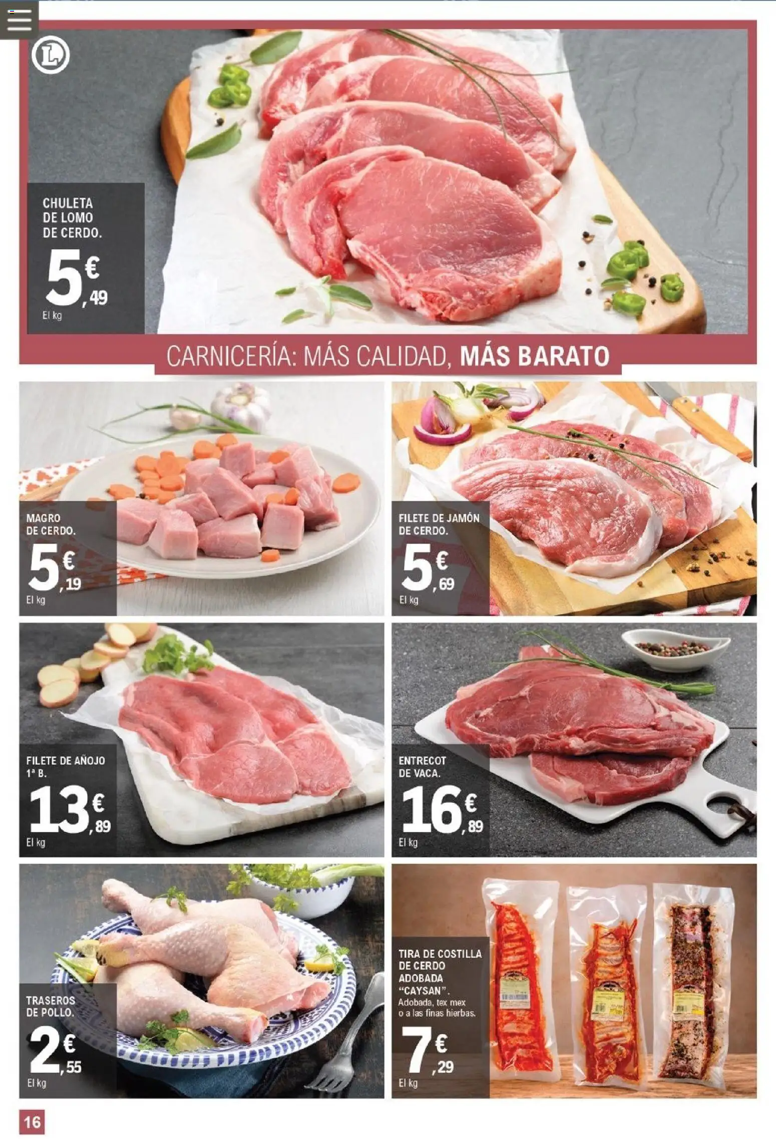E.Leclerc Trujillo │ válido desde el 01/07/2026 | Página: 16 | Productos: Jamón, Cerdo, Costilla de cerdo, Filete