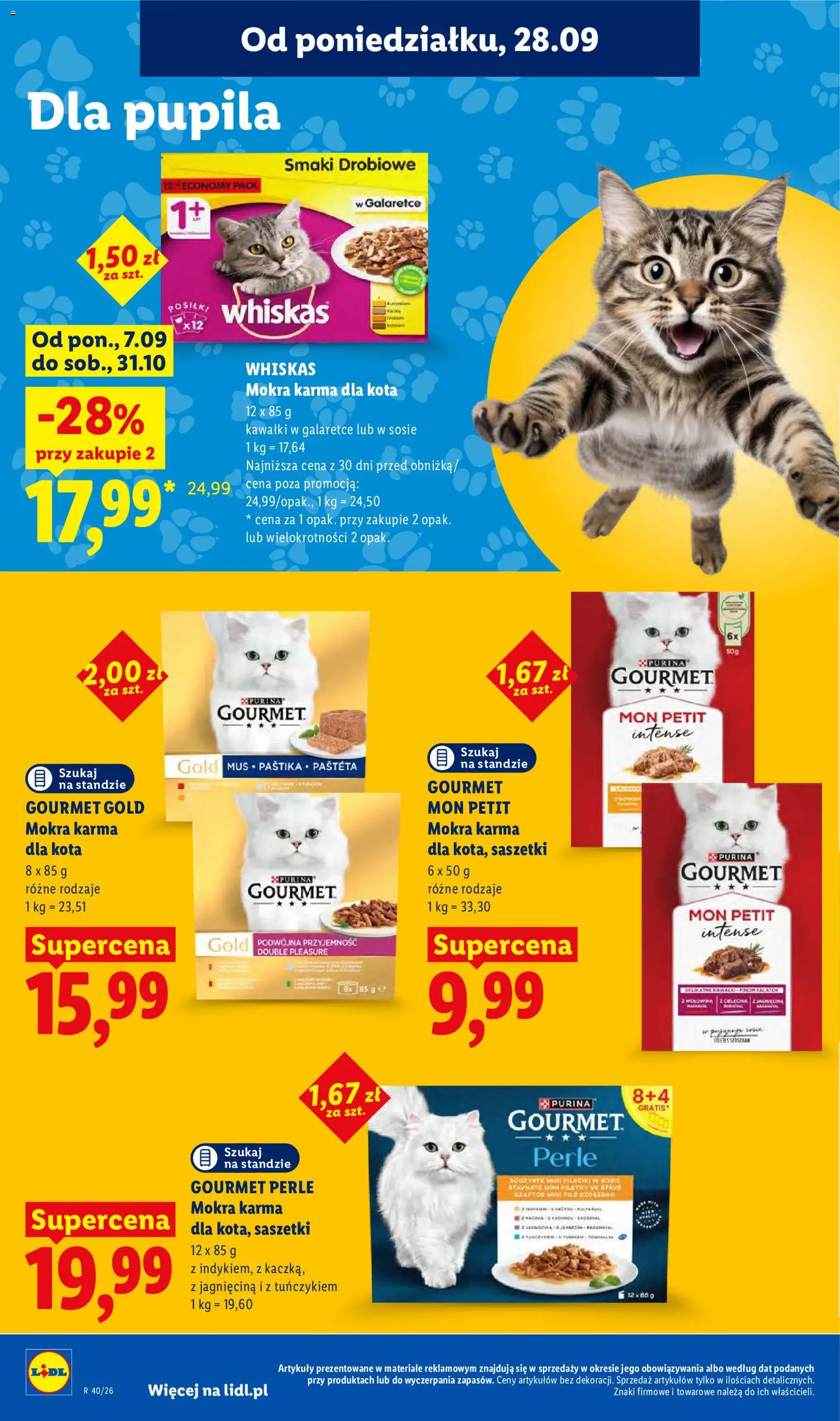 Lidl Polsko leták od 28.09.2026 | Strana: 96 | Produkty: Purina, Whiskas, Gourmet Gold, File