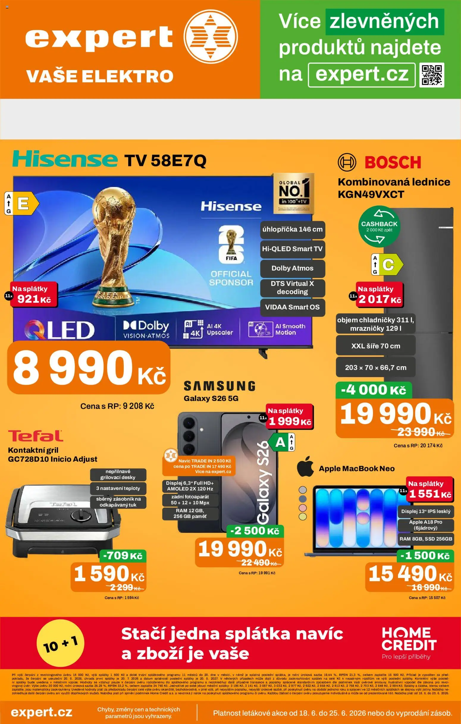 Expert elektro leták od 18.06.2026 | Strana: 1 | Produkty: Fotoaparát, Apple, Samsung, Gril