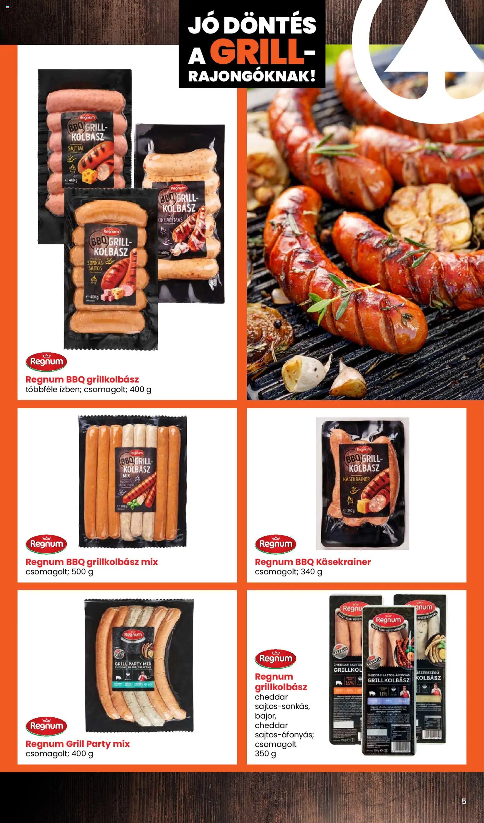 Spar akciós ujság - amely érvényes a következő dátumtól: 2026.04.30. | Oldal: 5 | Termékek: BBQ, Kolbász, Grillkolbász, Grill
