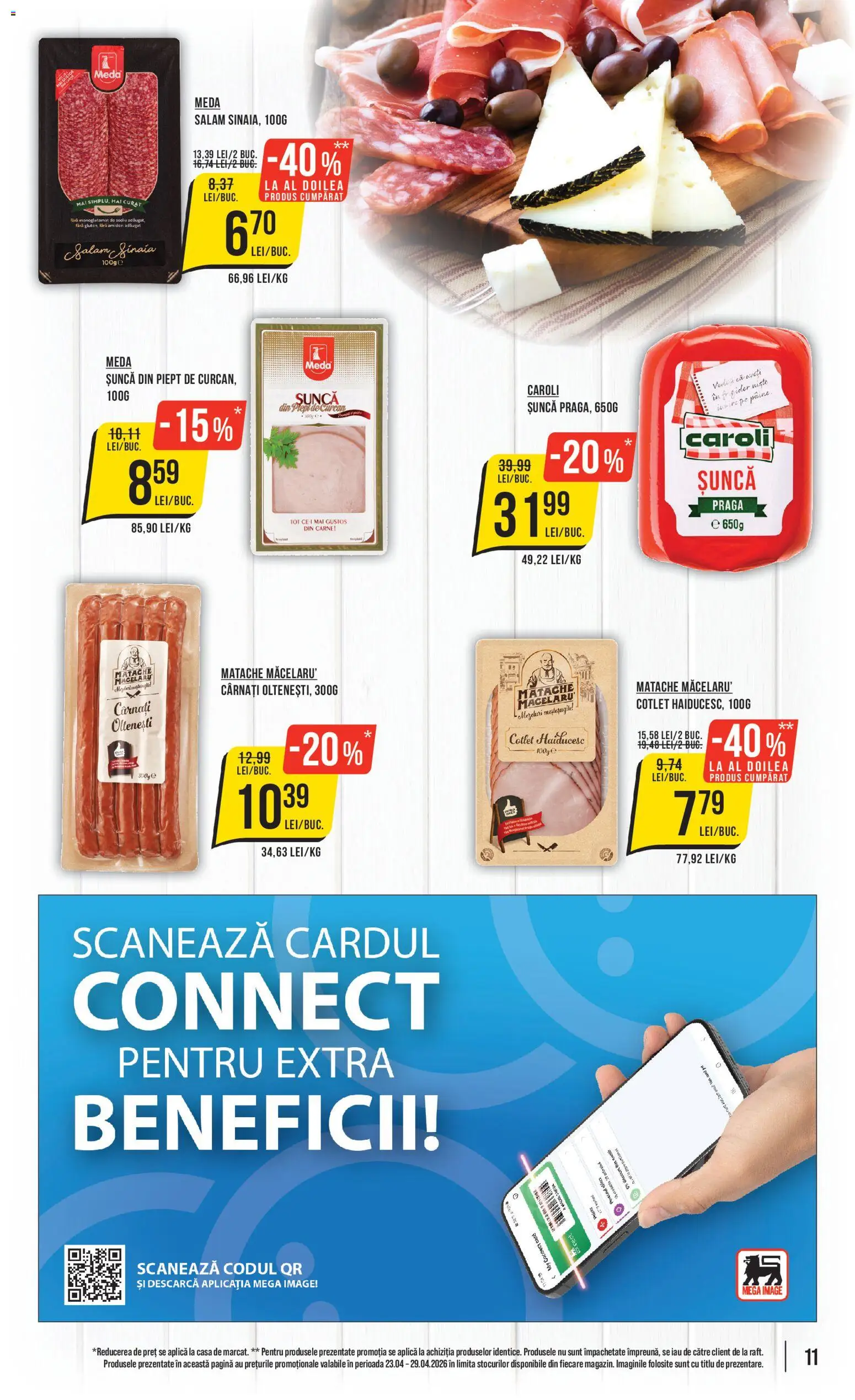 Noul catalog Mega Image – valabil de la 23.04.2026 | Pagină: 11 | Produse: Lait de coco, Salam, Șuncă, Cârnați