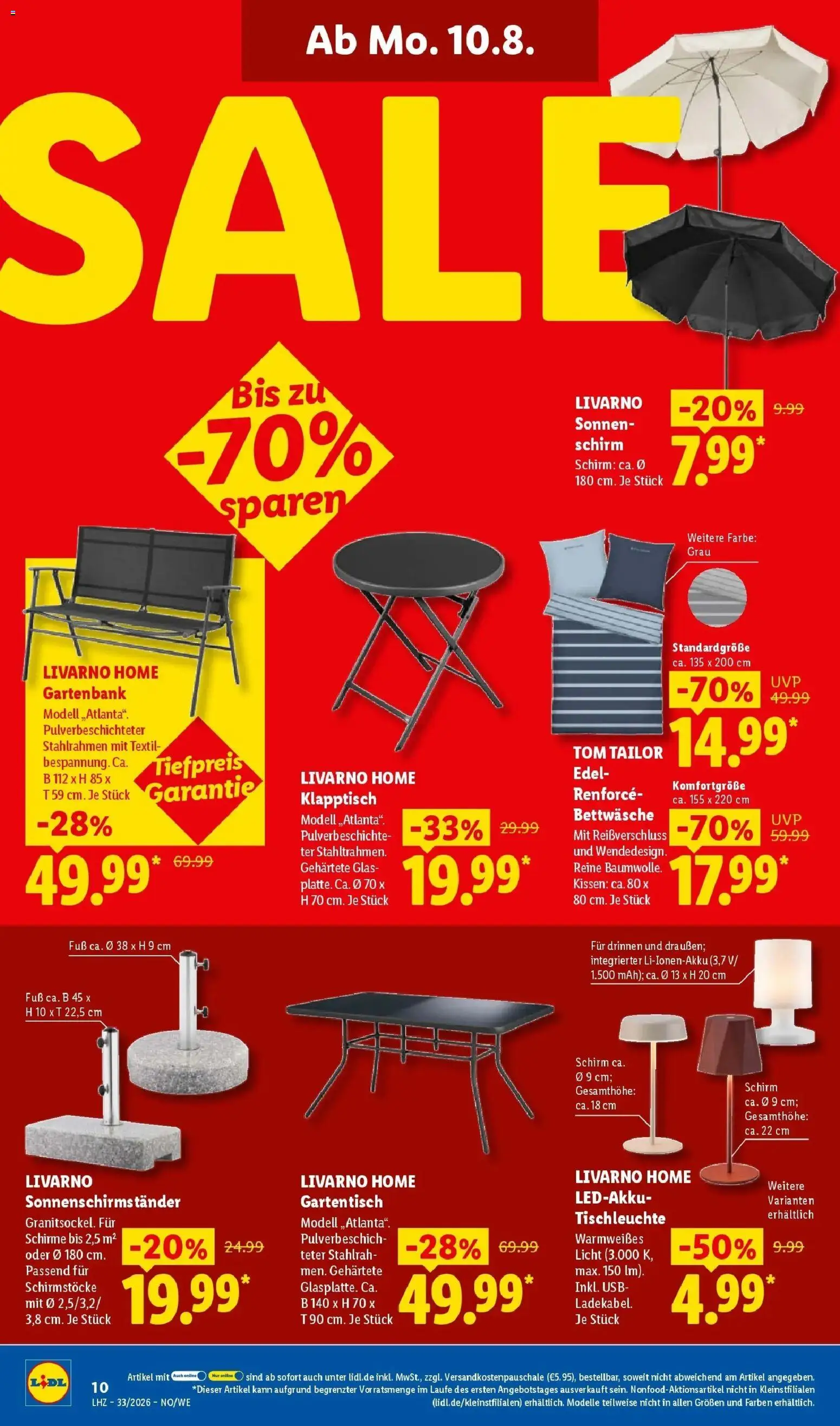 Lidl Prospekt Künzell – gültig ab 10.08.2026 | Seite: 26 | Produkte: USB, Kissen, Bettwäsche, Sonnenschirm