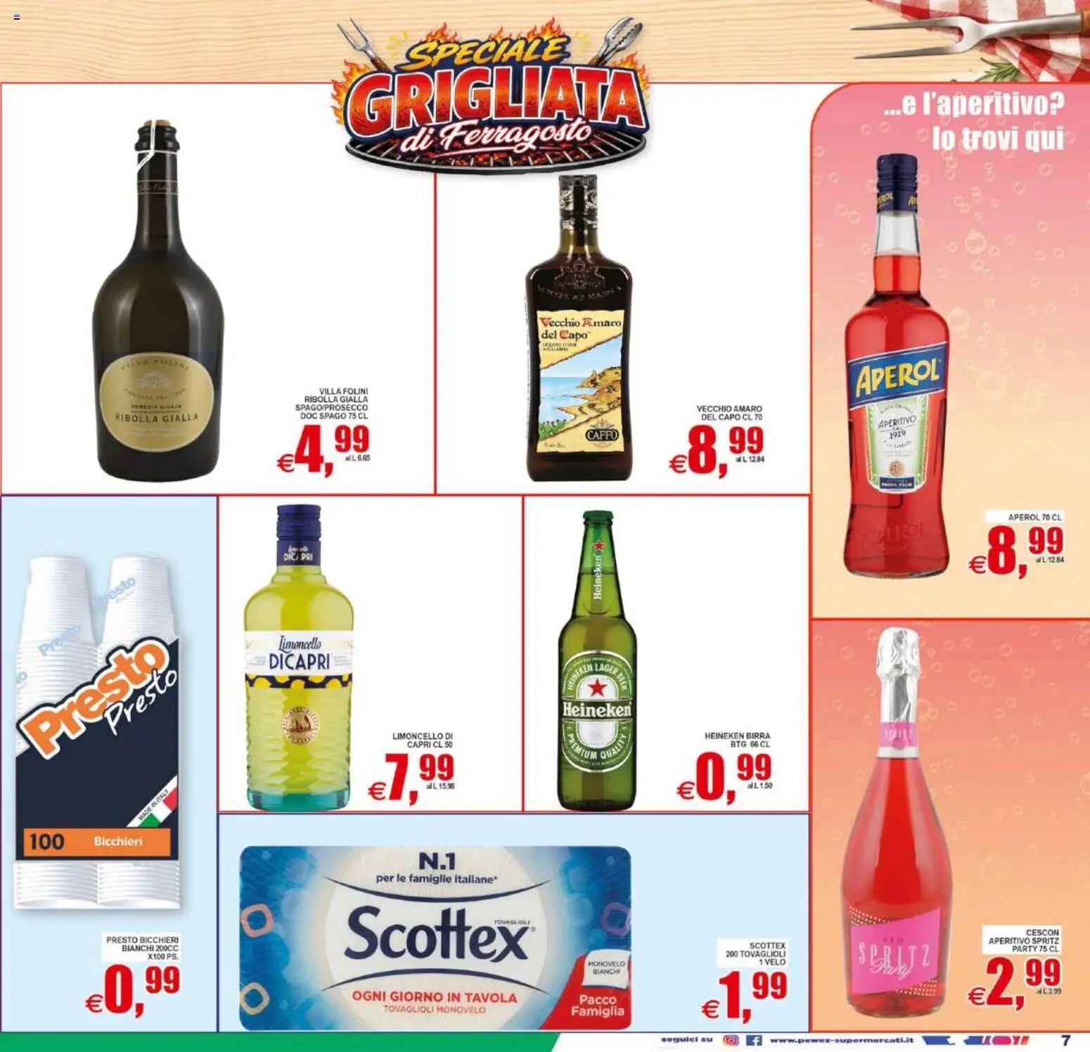 Volantino Pewex del 12/08/2026 | Pagina: 7 | Prodotti: Birra, Aperol, Amaro, Aperitivo