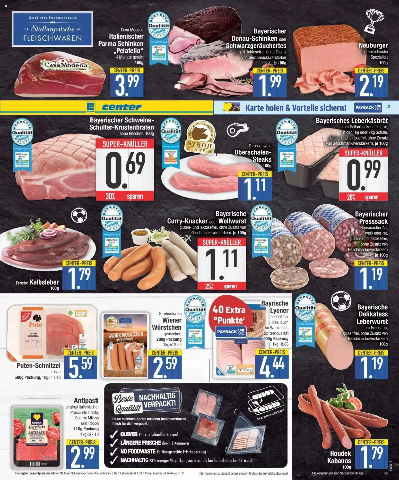 E center Prospekt Neuburg An Der Donau – gültig ab 15.06.2026 | Seite: 3 | Produkte: Wiener wurstchen, Putenschnitzel, Salami, Schinken