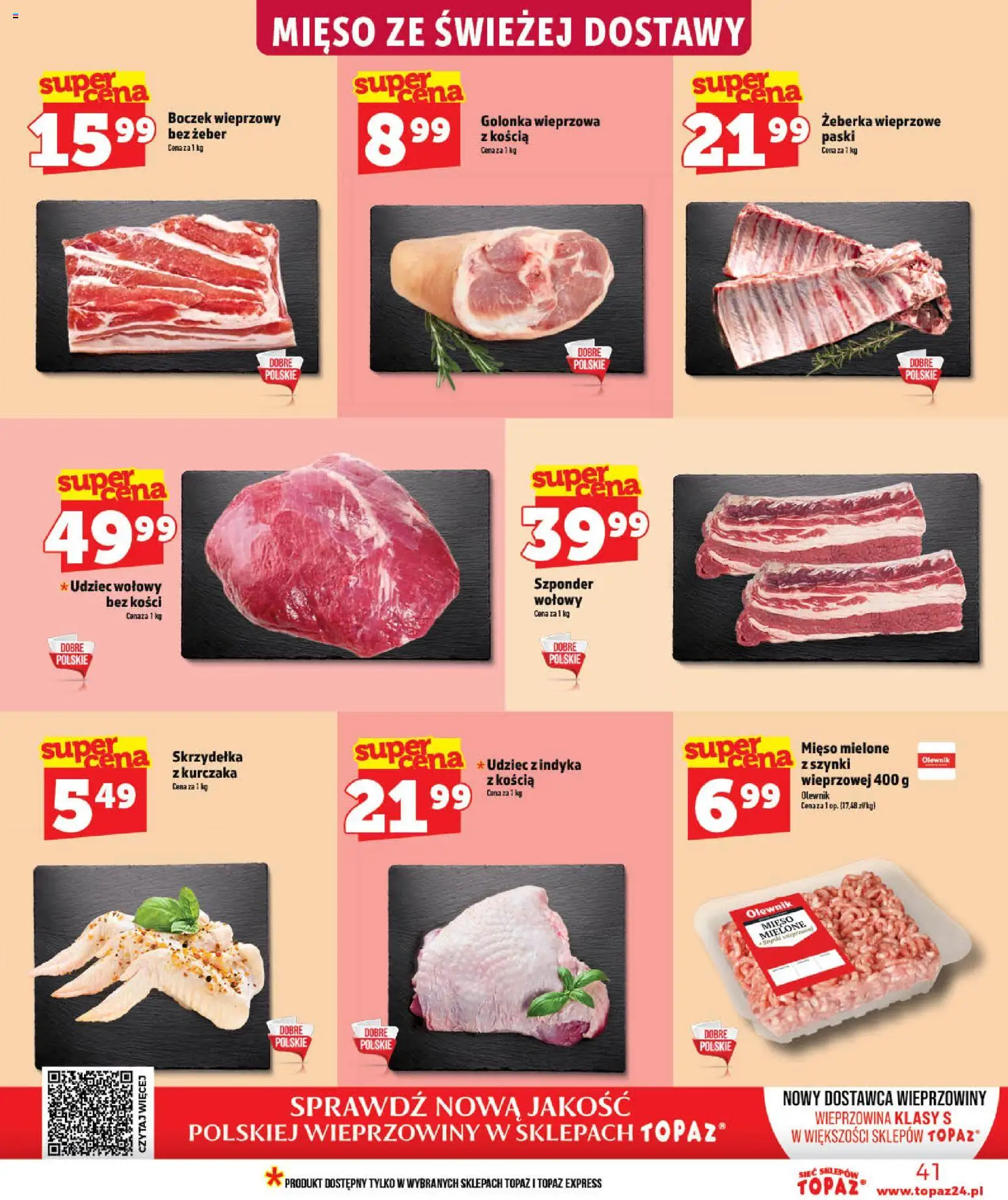 Topaz gazetka - MAZ od 28.05.2026 | Strona: 41 | Produkty: Mięso, Mięso mielone, Boczek, Wieprzowina
