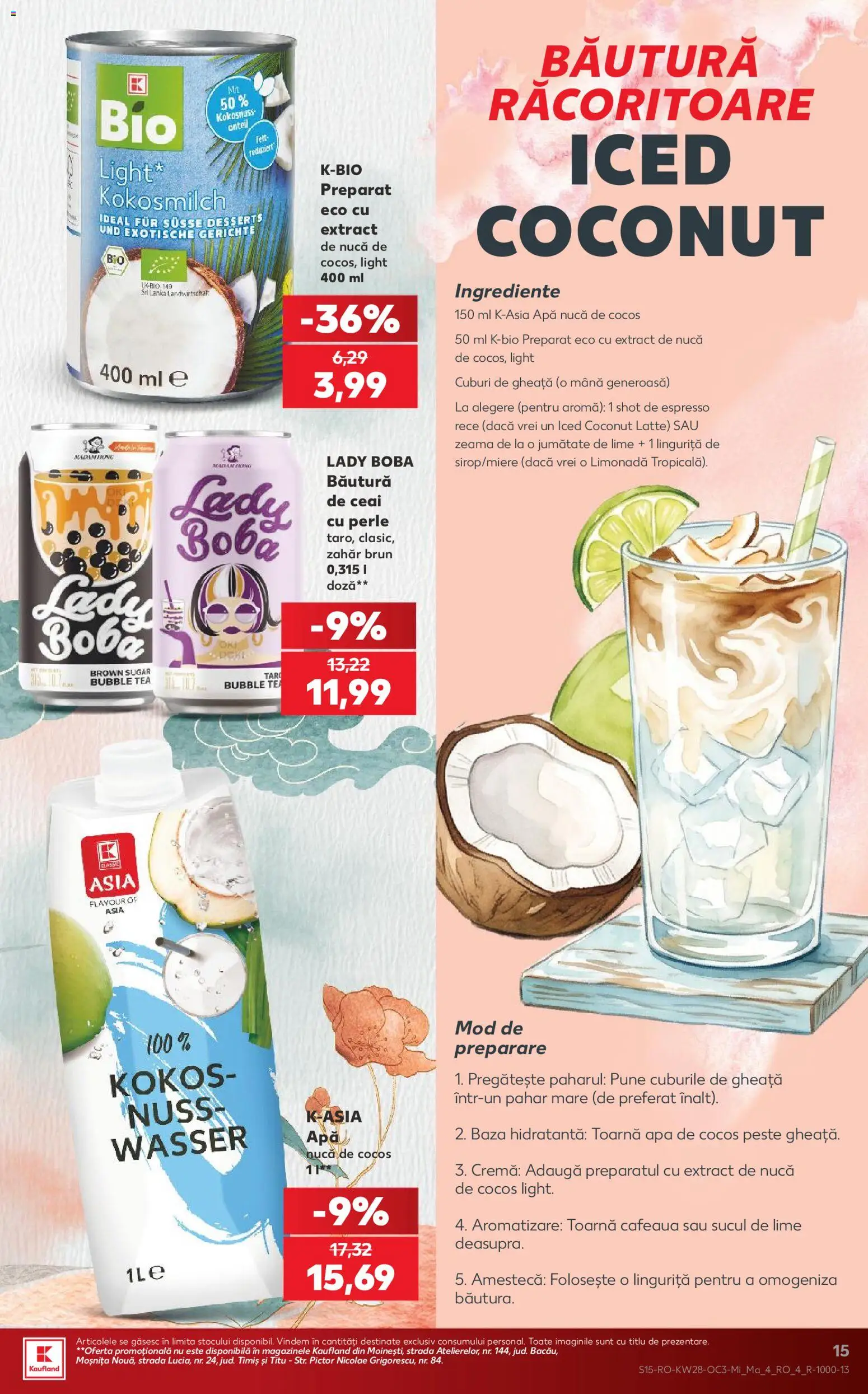 Noul catalog Kaufland – valabil de la 08.07.2026 | Pagină: 15 | Produse: Akrilik boya, Cremă, Pește, Ceai
