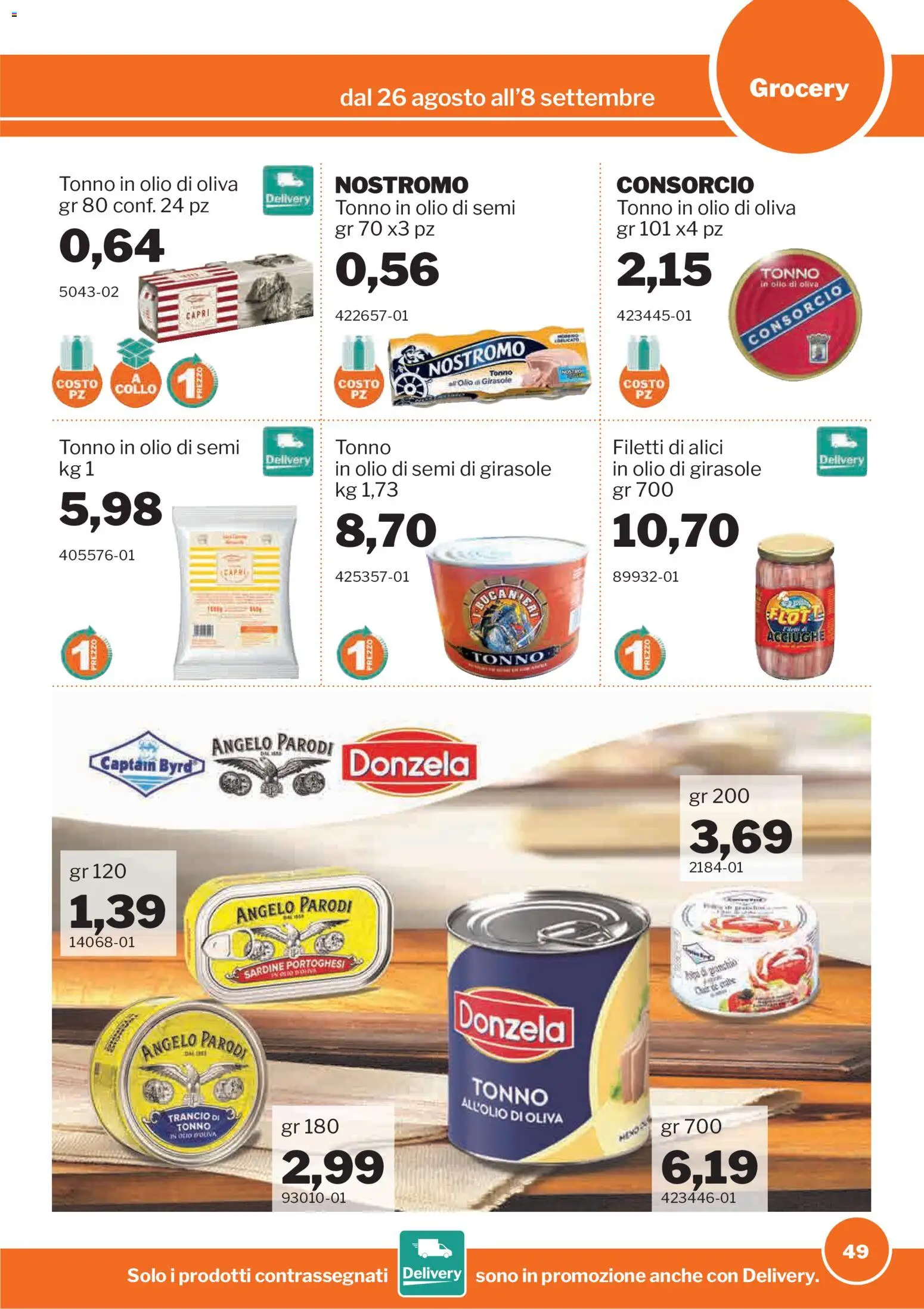 Volantino Sogegross del 26/08/2026 | Pagina: 49 | Prodotti: Olio di semi, Olio, Collo, Alici