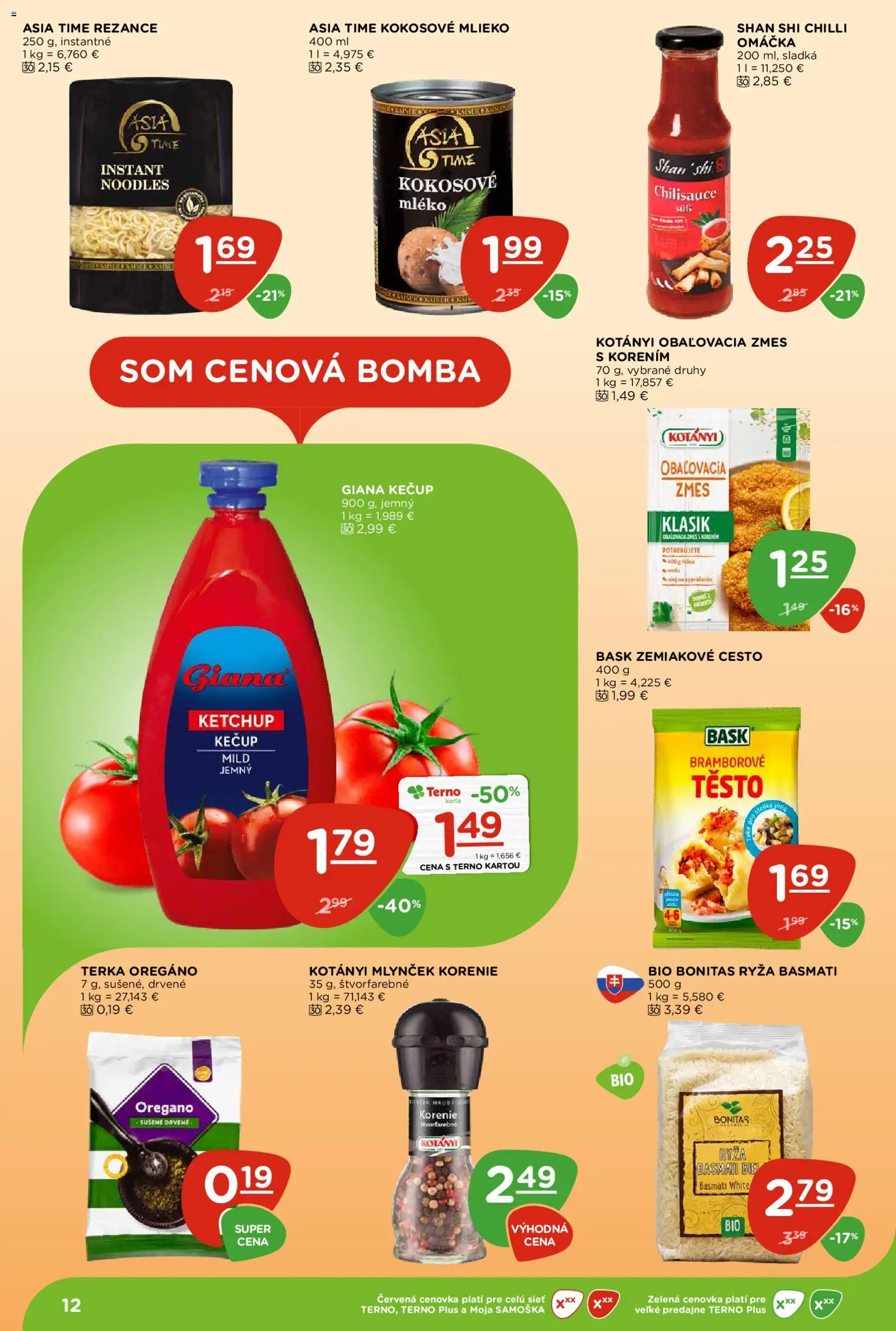 Nové Terno akcie – leták je platný od 24.09.2026 | Strana: 12 | Produkty: Kokosové mlieko, Rezance, Korenie, Mlynček