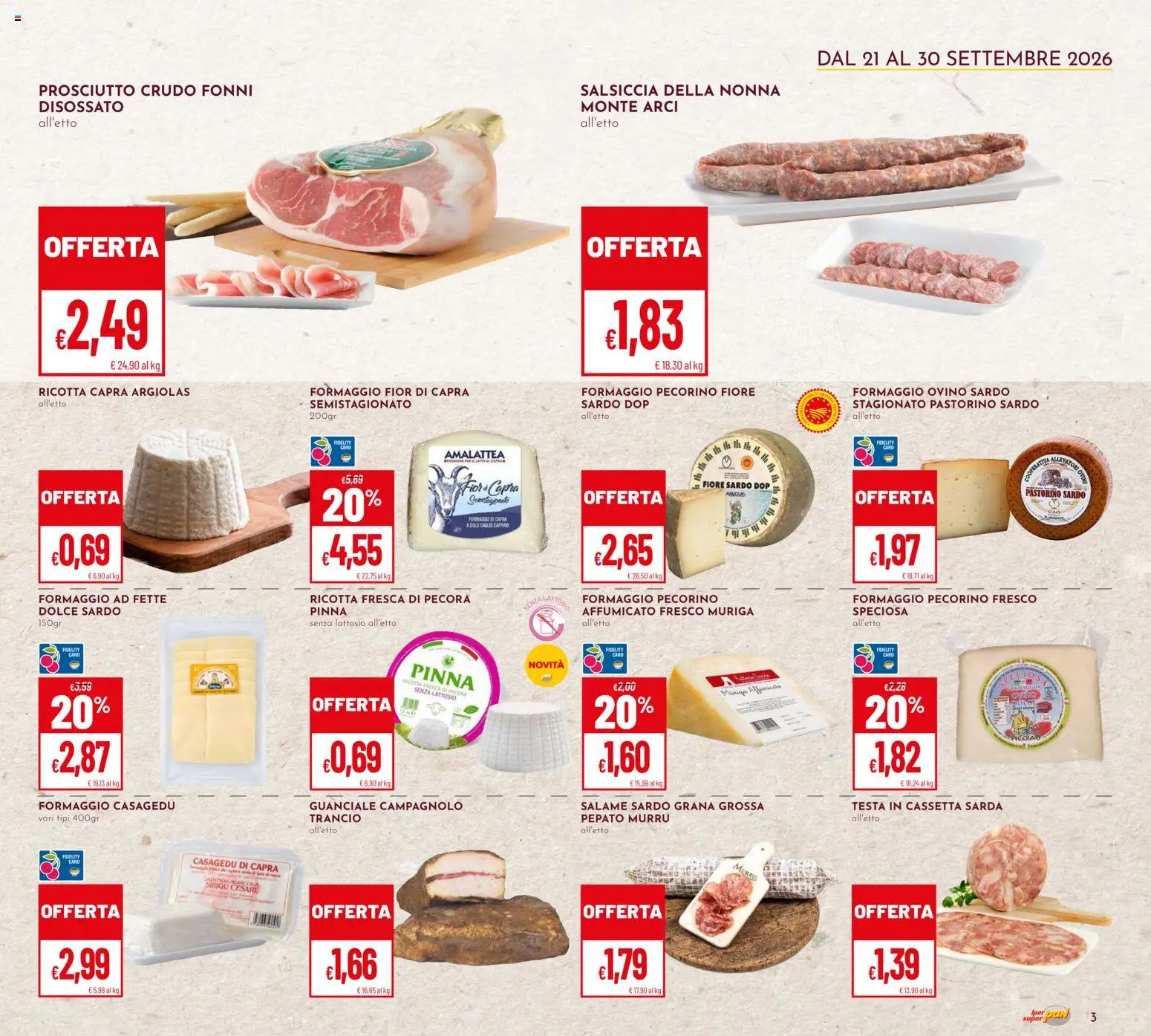 Volantino Pan del 30/09/2026 | Pagina: 3 | Prodotti: Formaggio, Prosciutto, Ovino, Senza lattosio