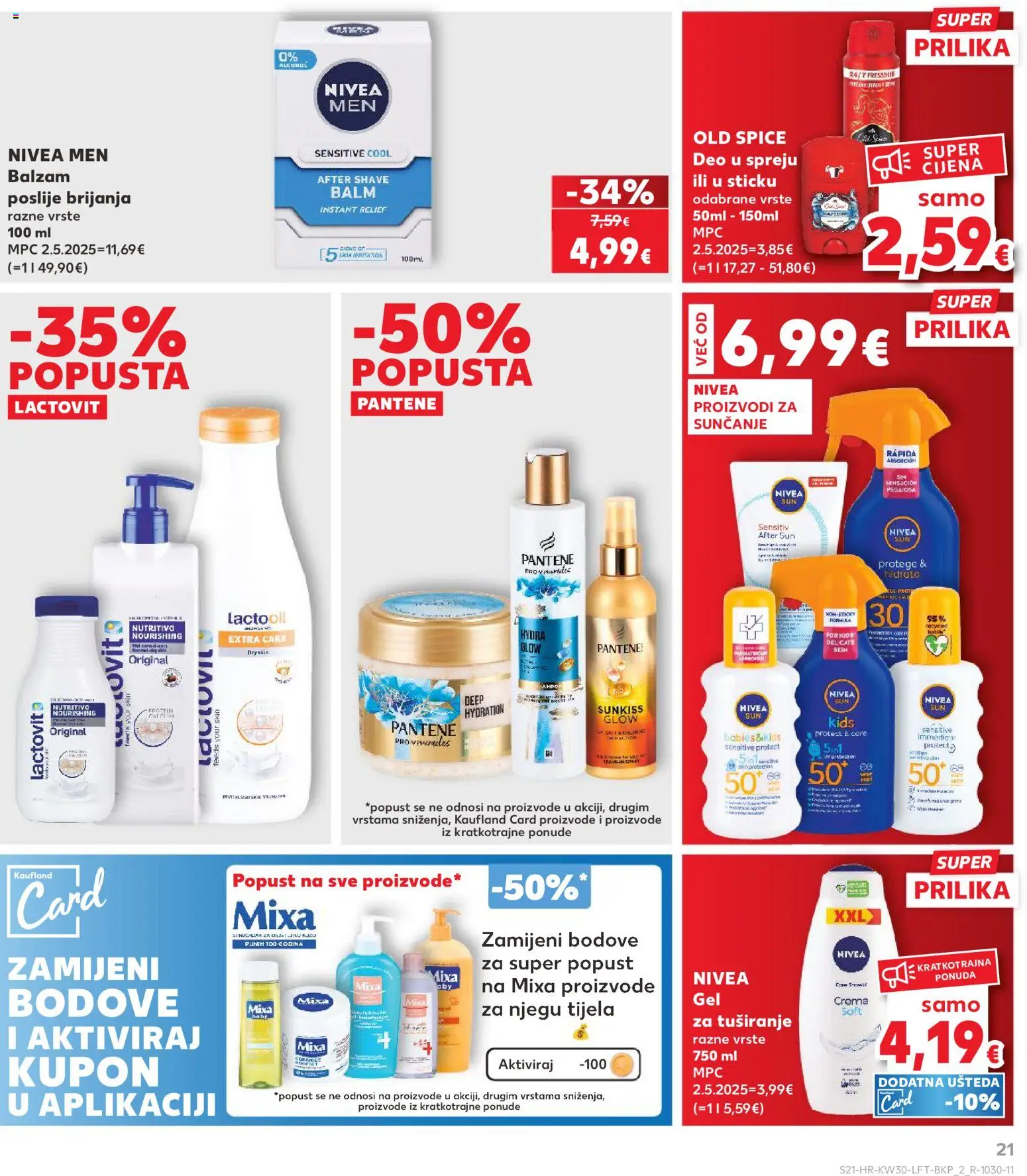 Kaufland HR akciós ujság - amely érvényes a következő dátumtól: 2026.07.22. | Oldal: 21 | Termékek: Old spice, Pantene, Lactovit, Nivea