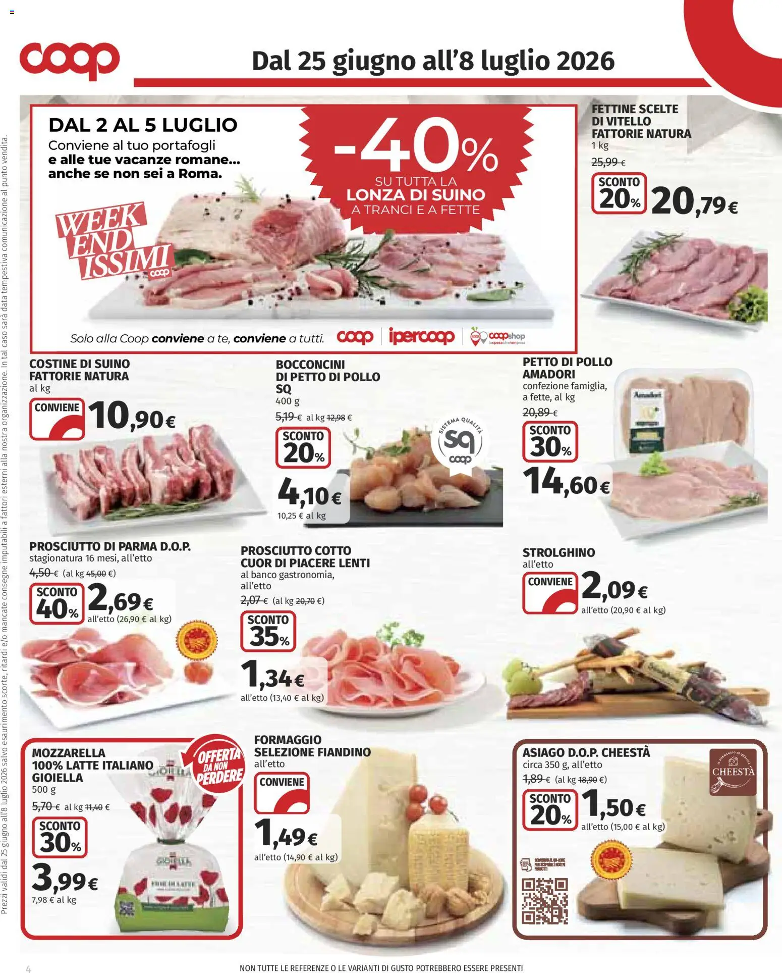 Volantino COOP del 25/06/2026 | Pagina: 4 | Prodotti: Petto di Pollo, Pollo, Formaggio, Data