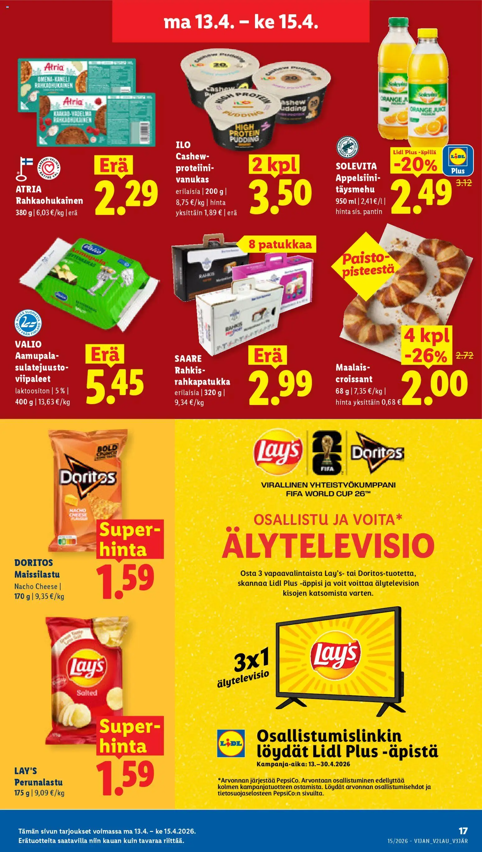 Lidl tarjoukset - Rovaniemi – voimassa 09/04/2026 alkaen | Sivu: 25 | Tuotteet: Rahkapatukka, Älytelevisio, Croissant