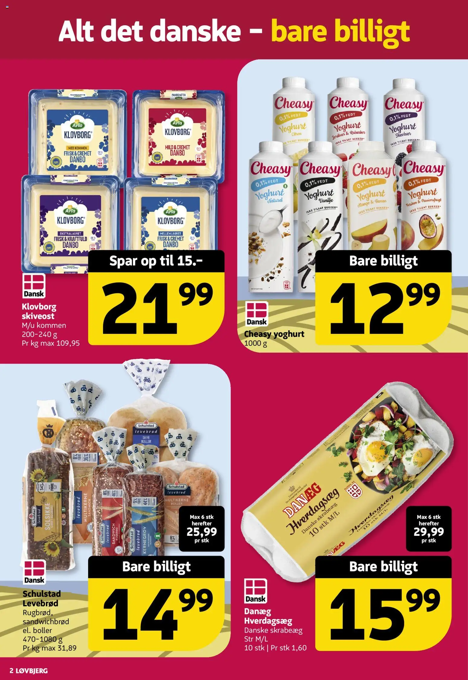 Løvbjerg tilbudsavis – gyldig fra 08.05.2026 | Side: 2 | Produkter: Rabarber, Yoghurt, Skiveost, Vanilje