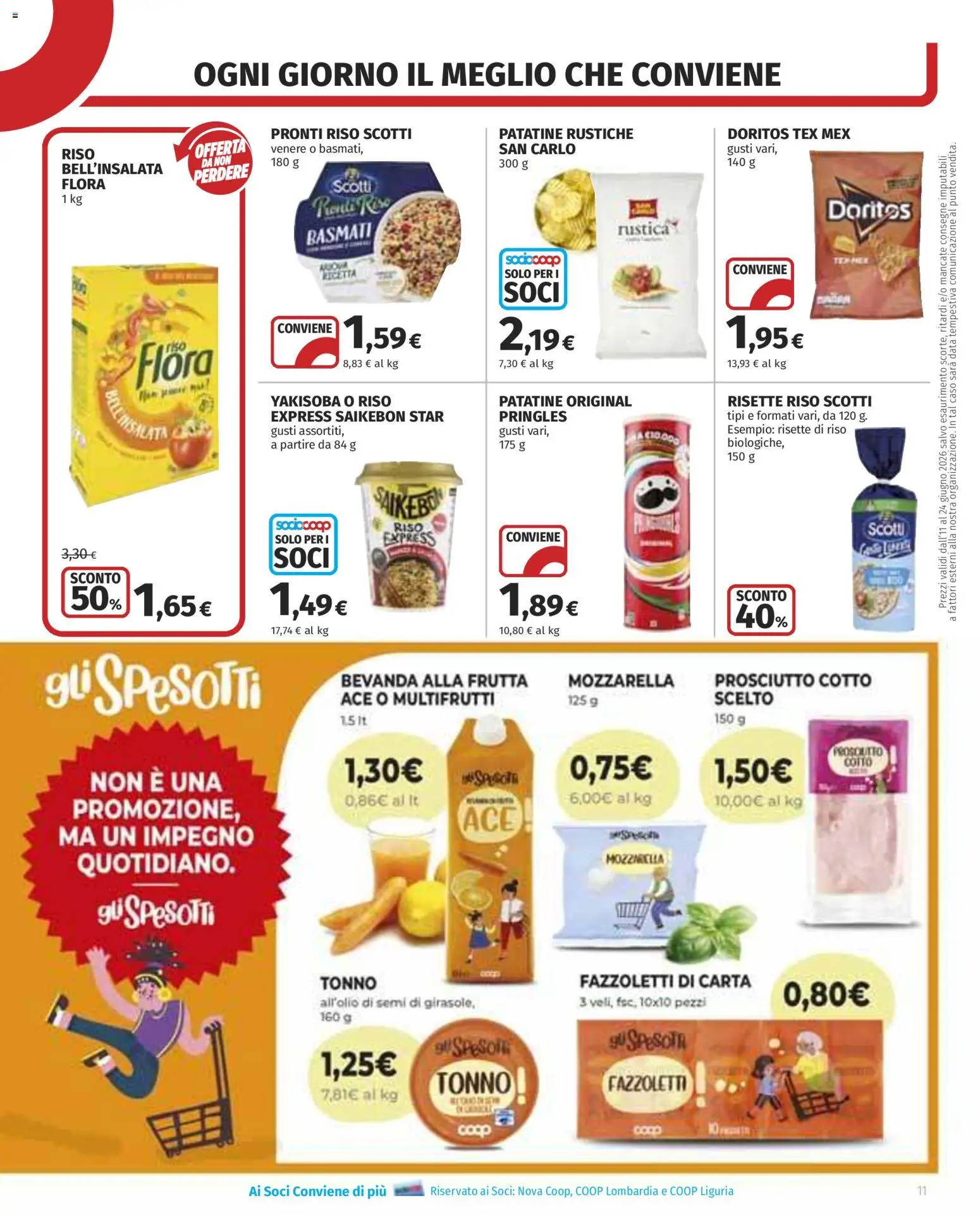 Volantino COOP del 11.06.2026 | Pagina: 11 | Prodotti: Prosciutto Cotto, Patatine, Data, Tonno