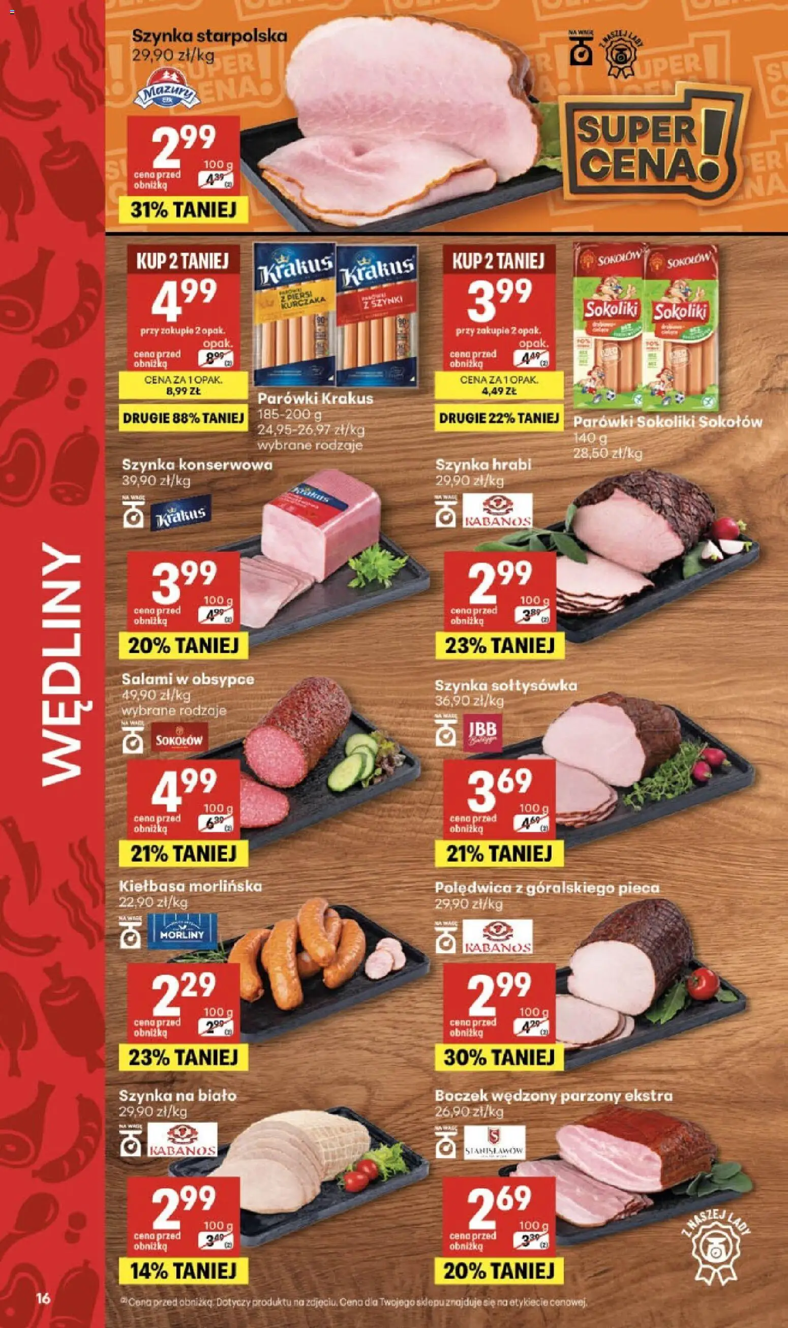 Delikatesy Centrum Black Weeks od 29.10.2026 | Strona: 16 | Produkty: Kiełbasa, Szynka konserwowa, Parówki, Salami
