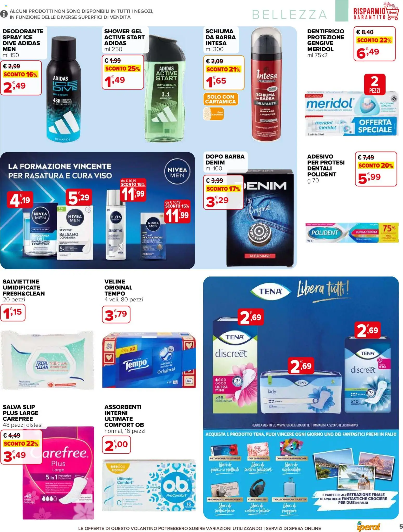 Volantino Iperal del 14/10/2026 | Pagina: 5 | Prodotti: Dopobarba, Deodorante, Slip, Tubi