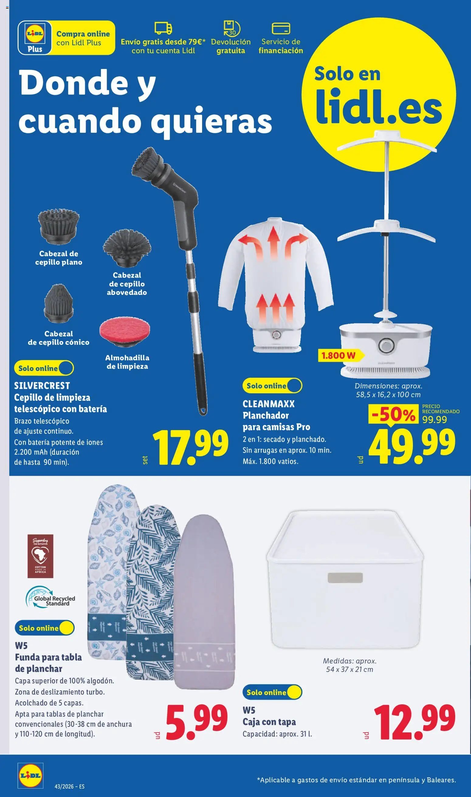 Lidl folleto de bazar │ válido desde el 19/10/2026 | Página: 2 | Productos: Cepillo, Tabla de planchar, Caja, Batería
