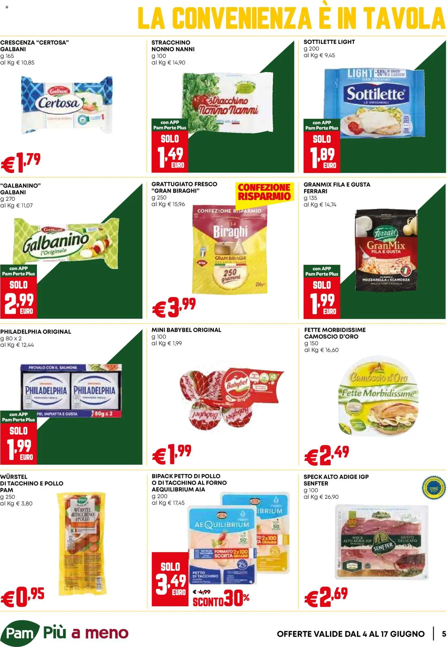 Volantino PAM del 04.06.2026 | Pagina: 5 | Prodotti: Speck, Petto di Pollo, Stracchino, Crescenza