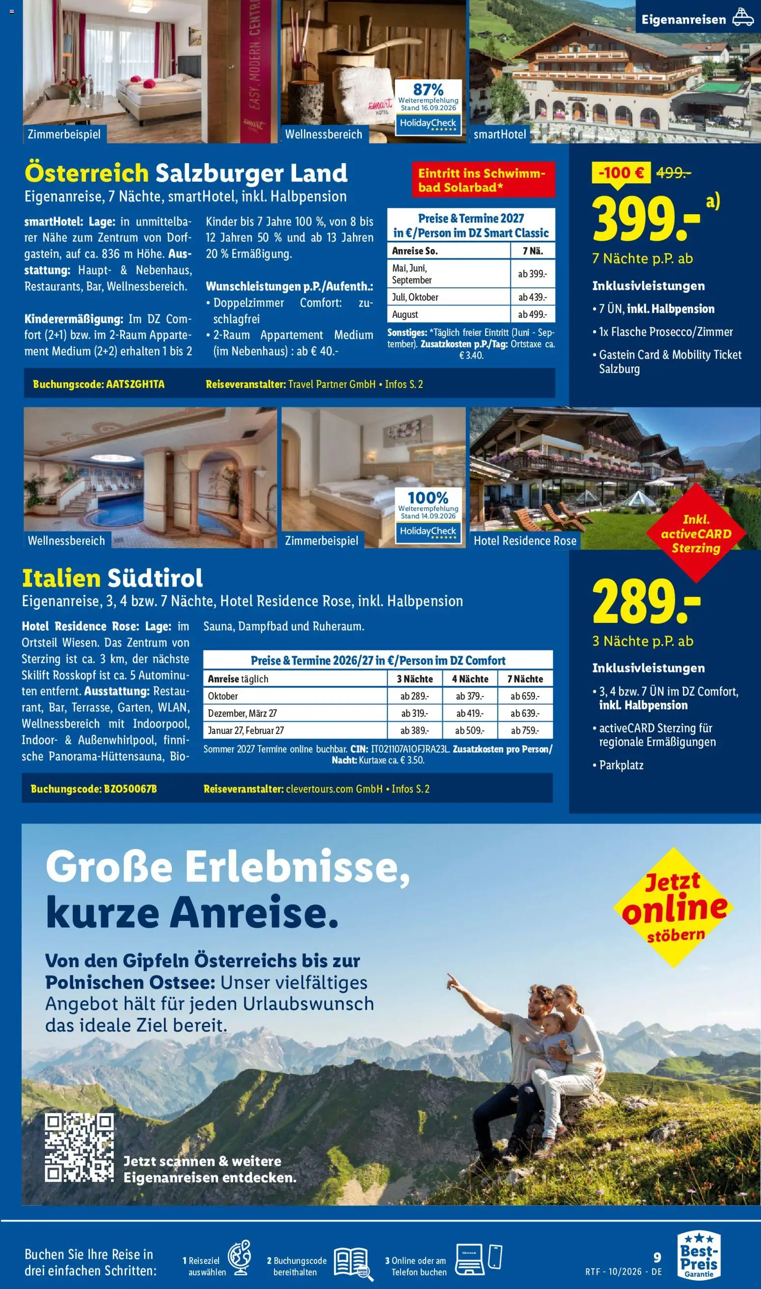 Lidl Reisen Oktober/November Reise-Highlights – gültig ab 14.10.2026 | Seite: 9 | Produkte: Bad, Telefon