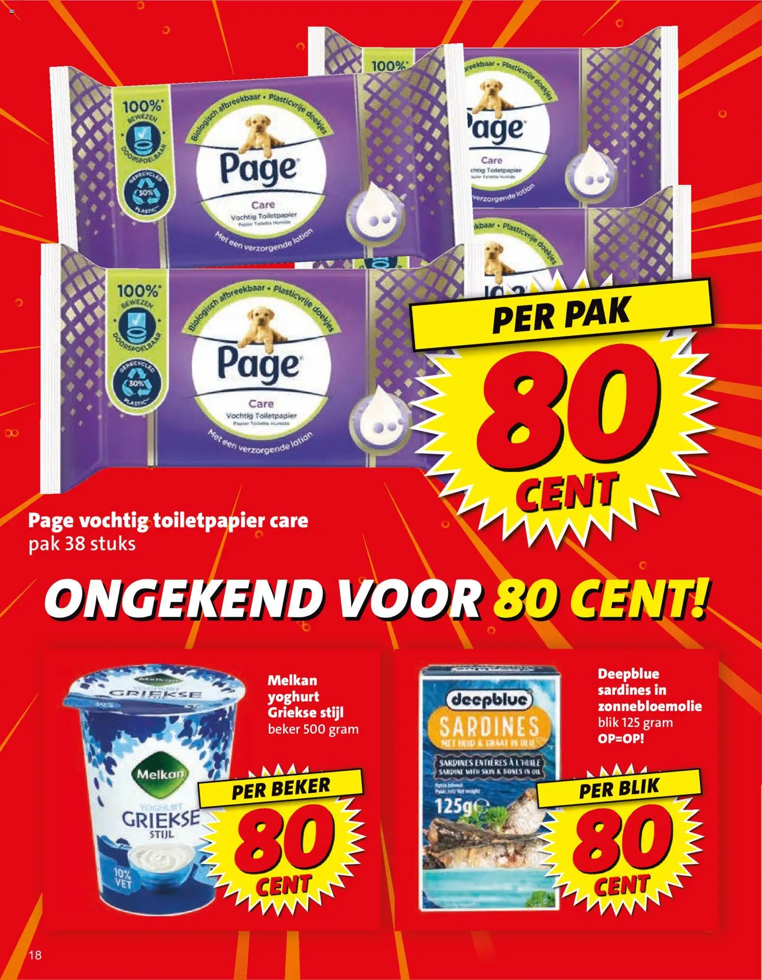{H1} | Pagina: 18 | Producten: Doekjes, Griekse yoghurt, Sardines, Toiletpapier