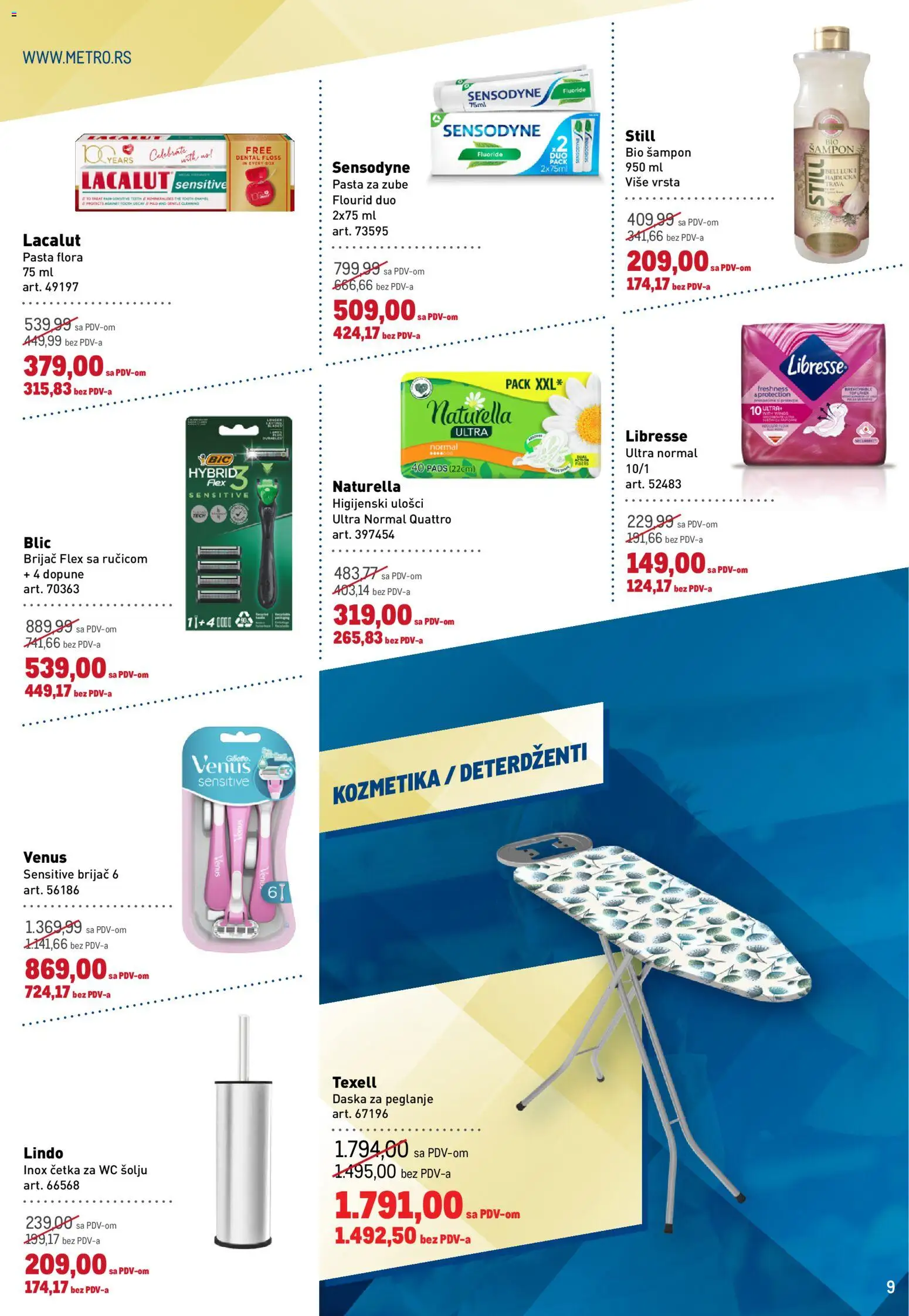 Metro katalog - važi od 15.10.2026 | Strana: 9 | Proizvode: Brijač, Higijenski ulošci, Četka, Pasta za zube