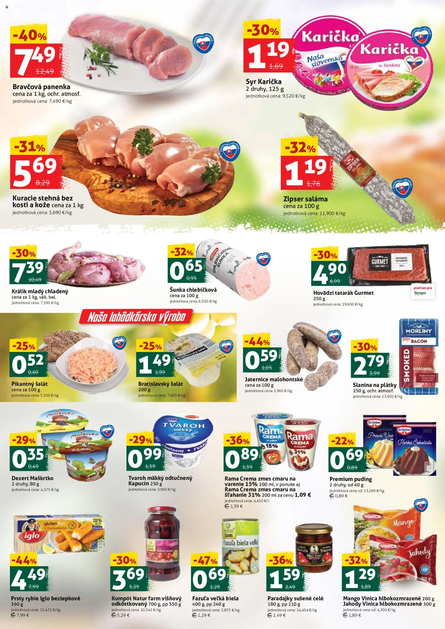 Nové COOP Jednota akcie – leták je platný od 18.09.2026 | Strana: 2 | Produkty: Bravčová panenka, Fazuľa, Čokoláda, Stehná