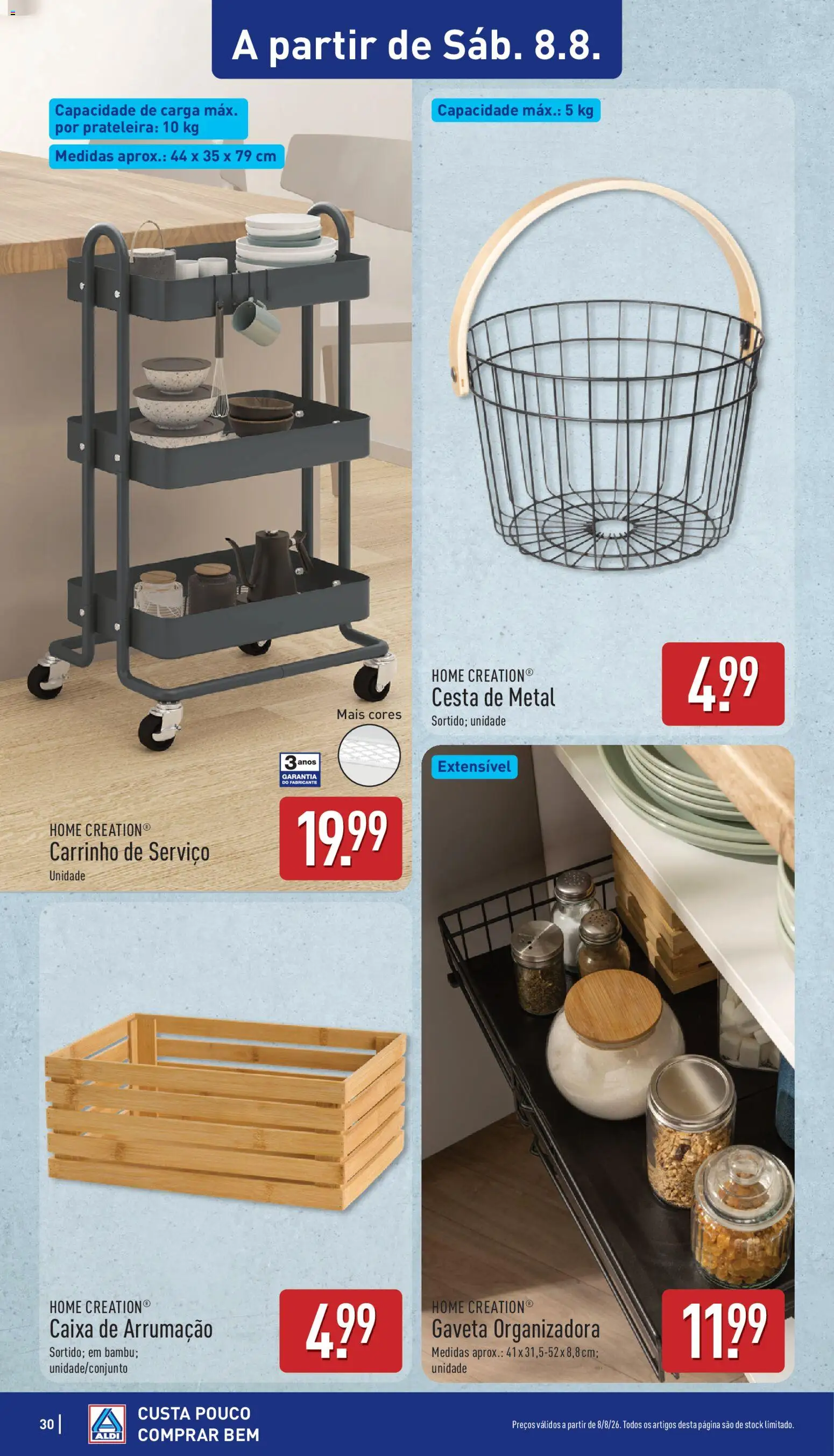Aldi folheto │ válido de 03/08/2026 | Página: 30 | Produtos: Prateleira, Caixa, Cesta