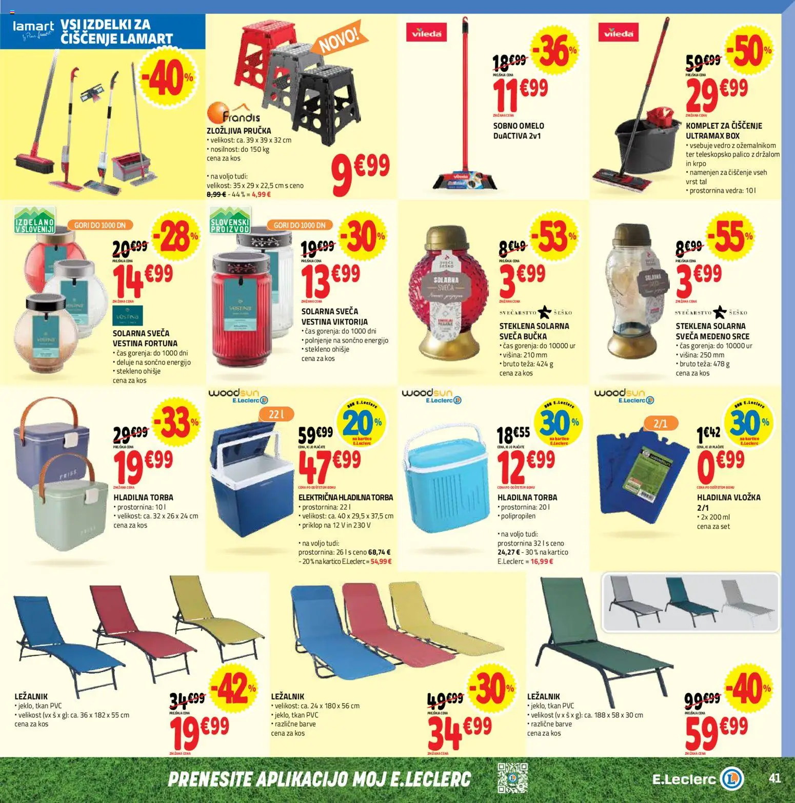 Novi E.leclerc katalog ponudbe – veljaven od 10.06.2026 | Stran: 41 | Izdelki: Ležalnik, Hladilna torba, Teza, Vedro