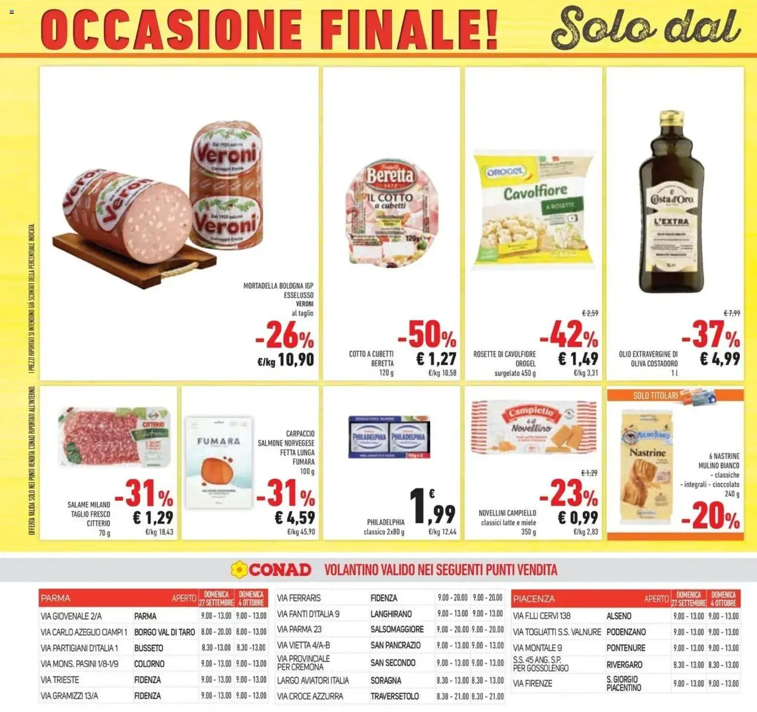Anteprima volantino Conad dal 23/09/2026 prossima settimana | Pagina: 42 | Prodotti: Cioccolato, Carpaccio, Olio, Cavolfiore