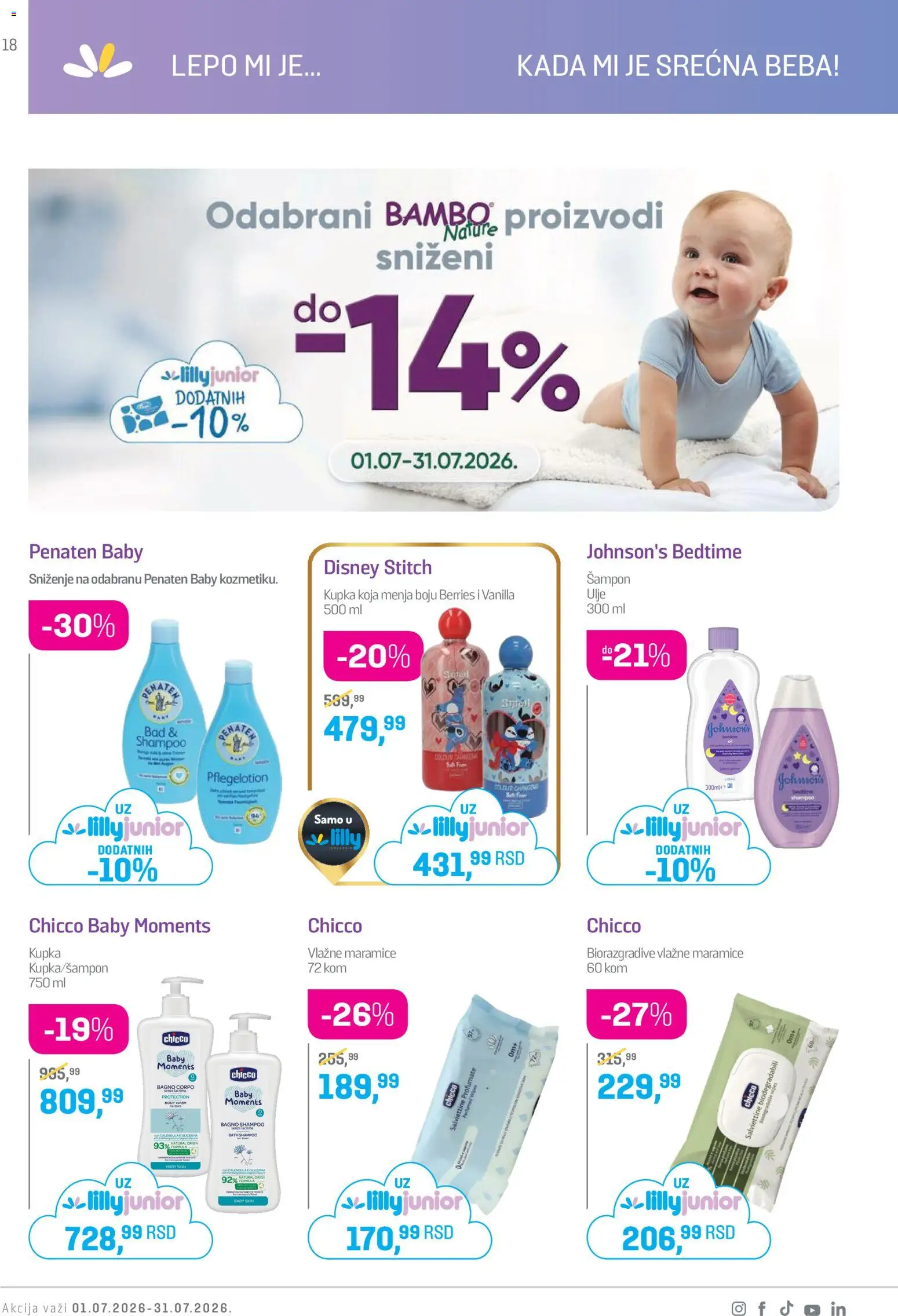 Lilly drogerie katalog - važi od 01.07.2026 | Strana: 18 | Proizvode: Šampon, Ulje, Vlažne maramice, Torta