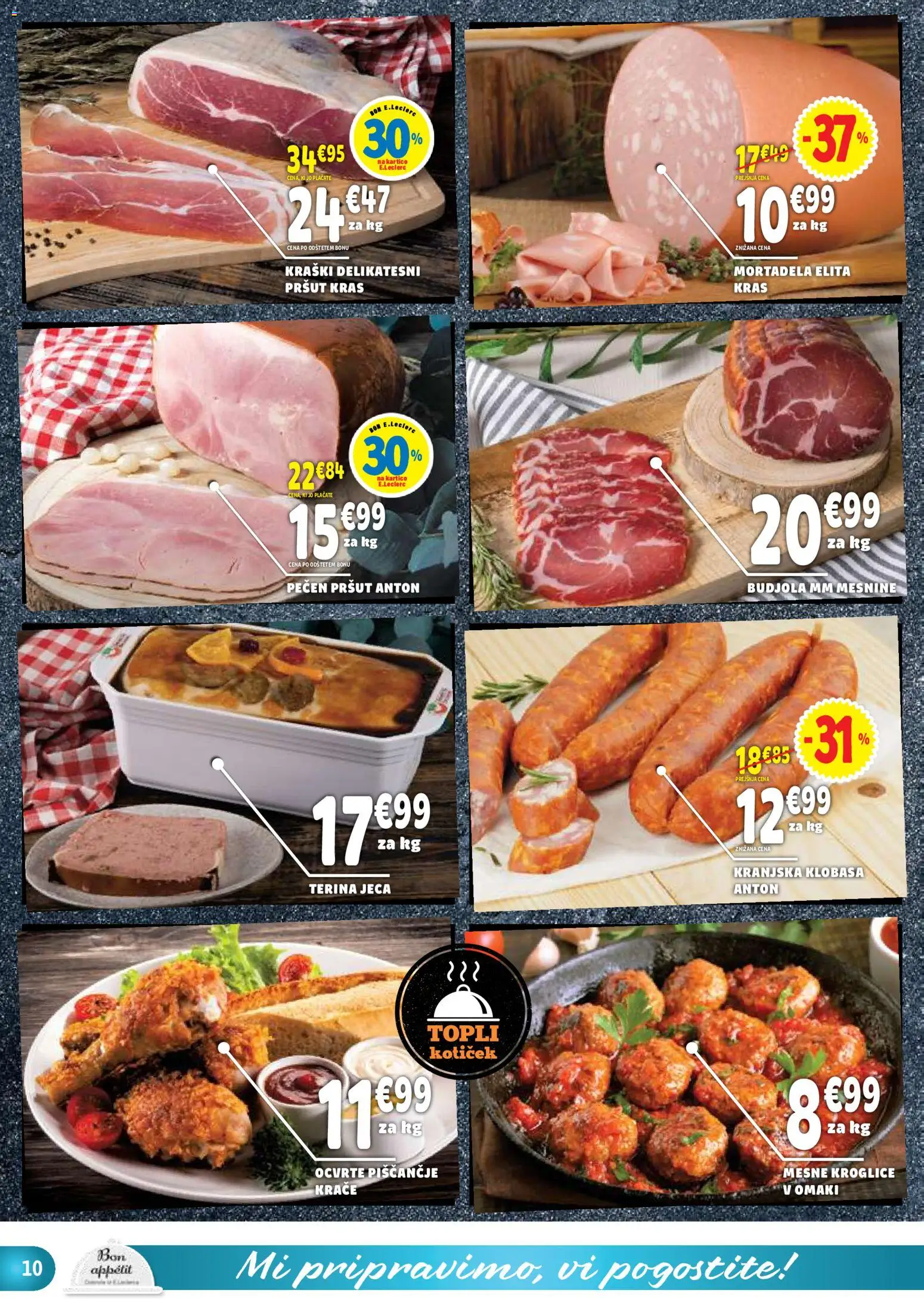 Novi E.leclerc katalog ponudbe – veljaven od 05.08.2026 | Stran: 10 | Izdelki: Pršut, Mortadela
