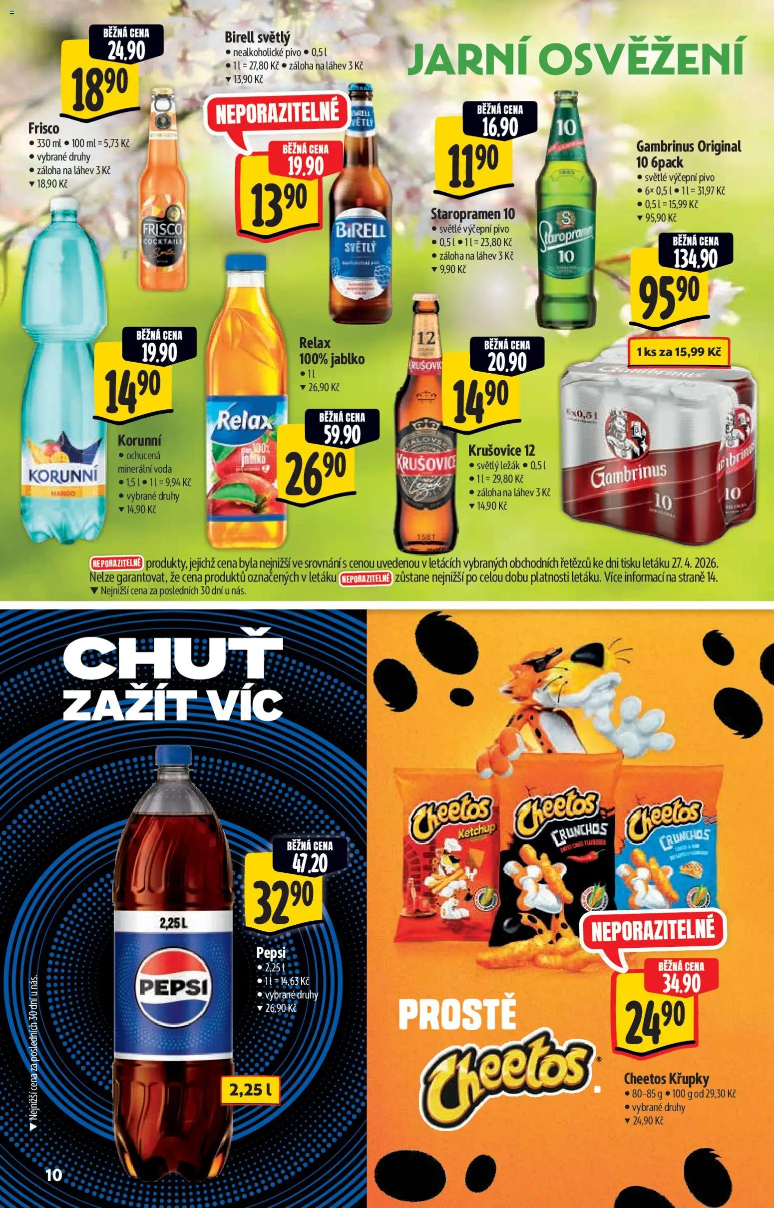 Albert katalog - Supermarket od 06.05.2026 | Strana: 10 | Produkty: Voda, Staropramen, Cheetos, Krušovice