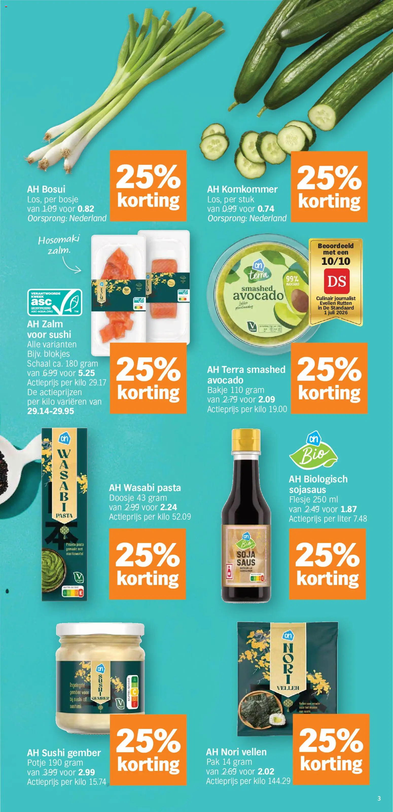{H1} | Pagina: 3 | Producten: Sushi, Sojasaus, Gember, Komkommer