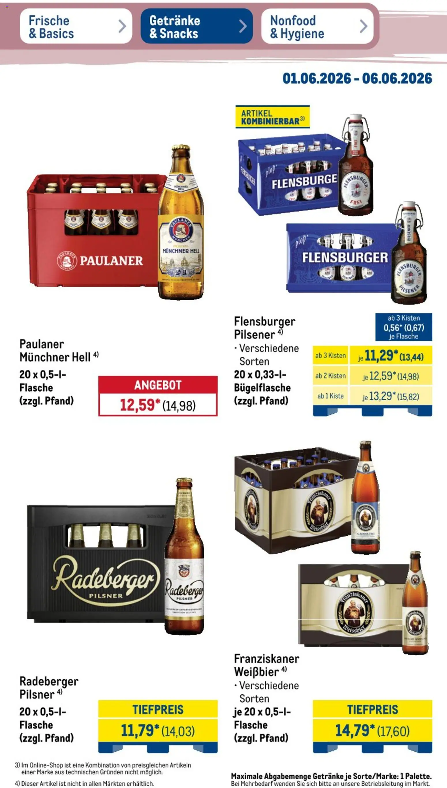 Metro NonFood-Angebote – gültig ab 01.06.2026 | Seite: 21 | Produkte: Franziskaner, Weißbier, Flensburger, Paulaner
