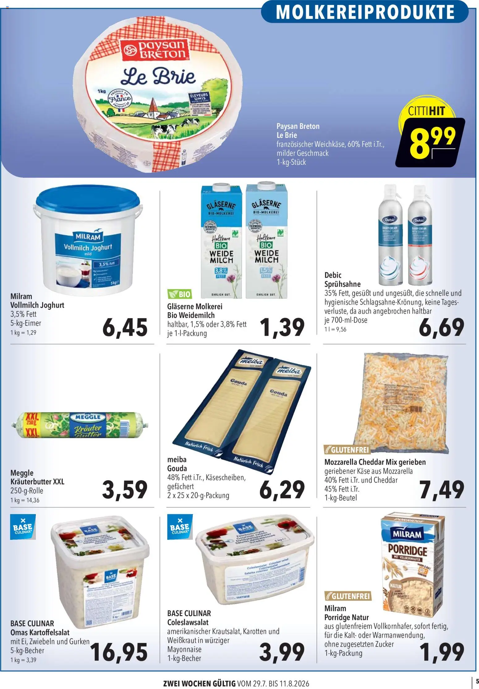 CITTI Markt Aktuelle Angebote für Profis – gültig ab 12.08.2026 | Seite: 5 | Produkte: Milch, Gouda, Zwiebeln, Mayonnaise