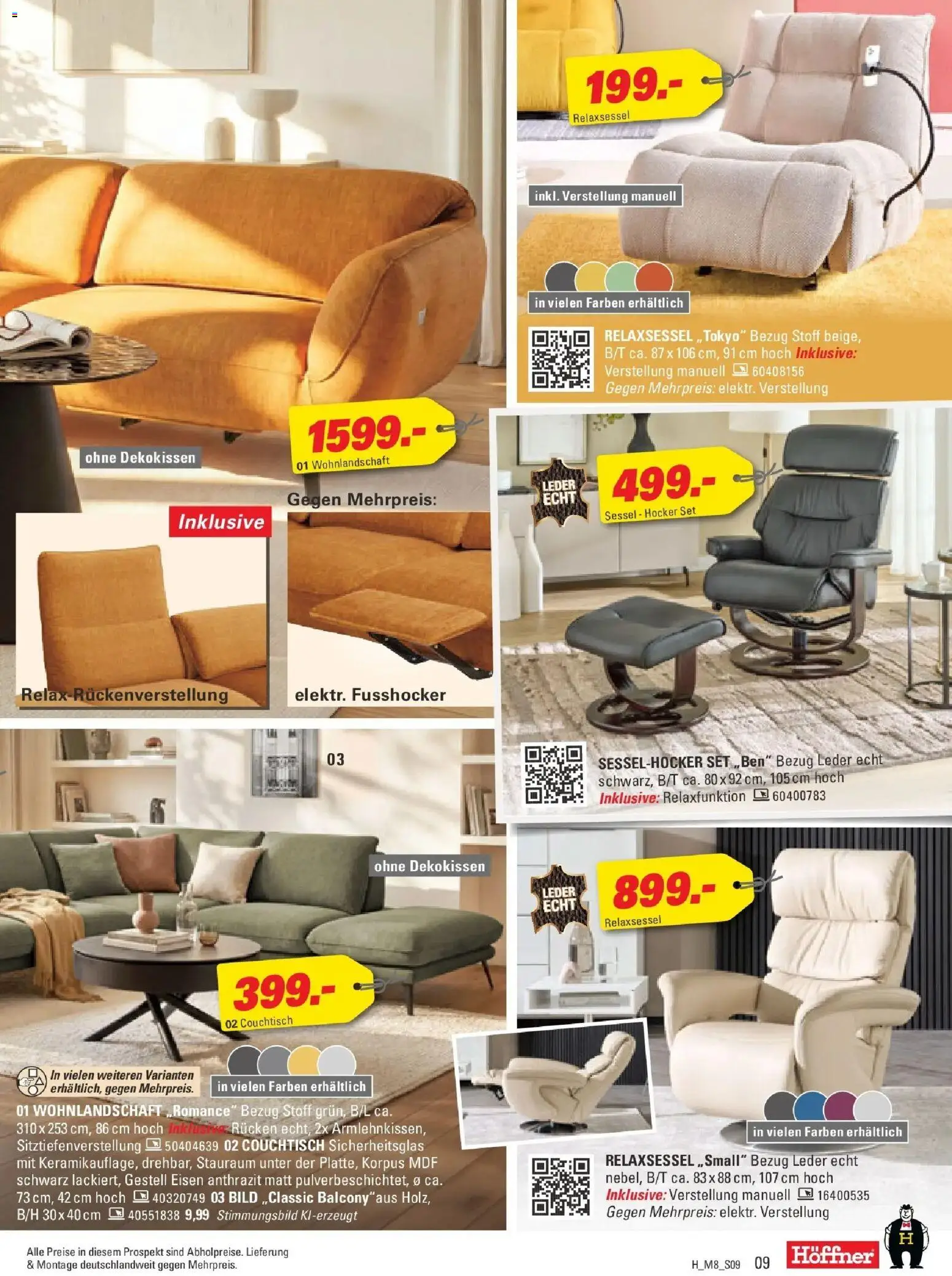 Höffner Prospekt Fuldabrück – gültig ab 09.09.2026 | Seite: 9 | Produkte: Wohnlandschaft, Hocker, Relaxsessel, Couchtisch