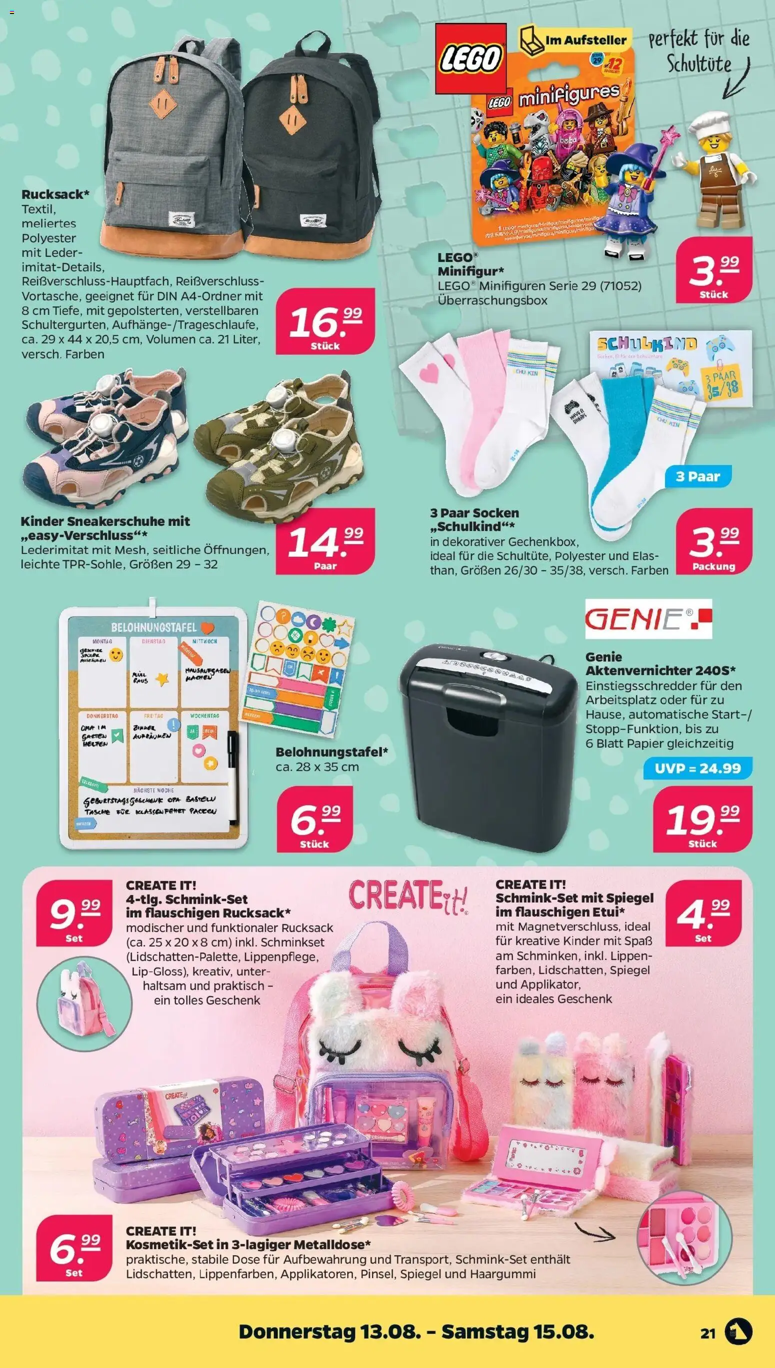 Netto Wochenangebote ab 10.08.2026 → Angebote nächste Woche | Seite: 25 | Produkte: Tasche, Aktenvernichter, Socken, Rucksack