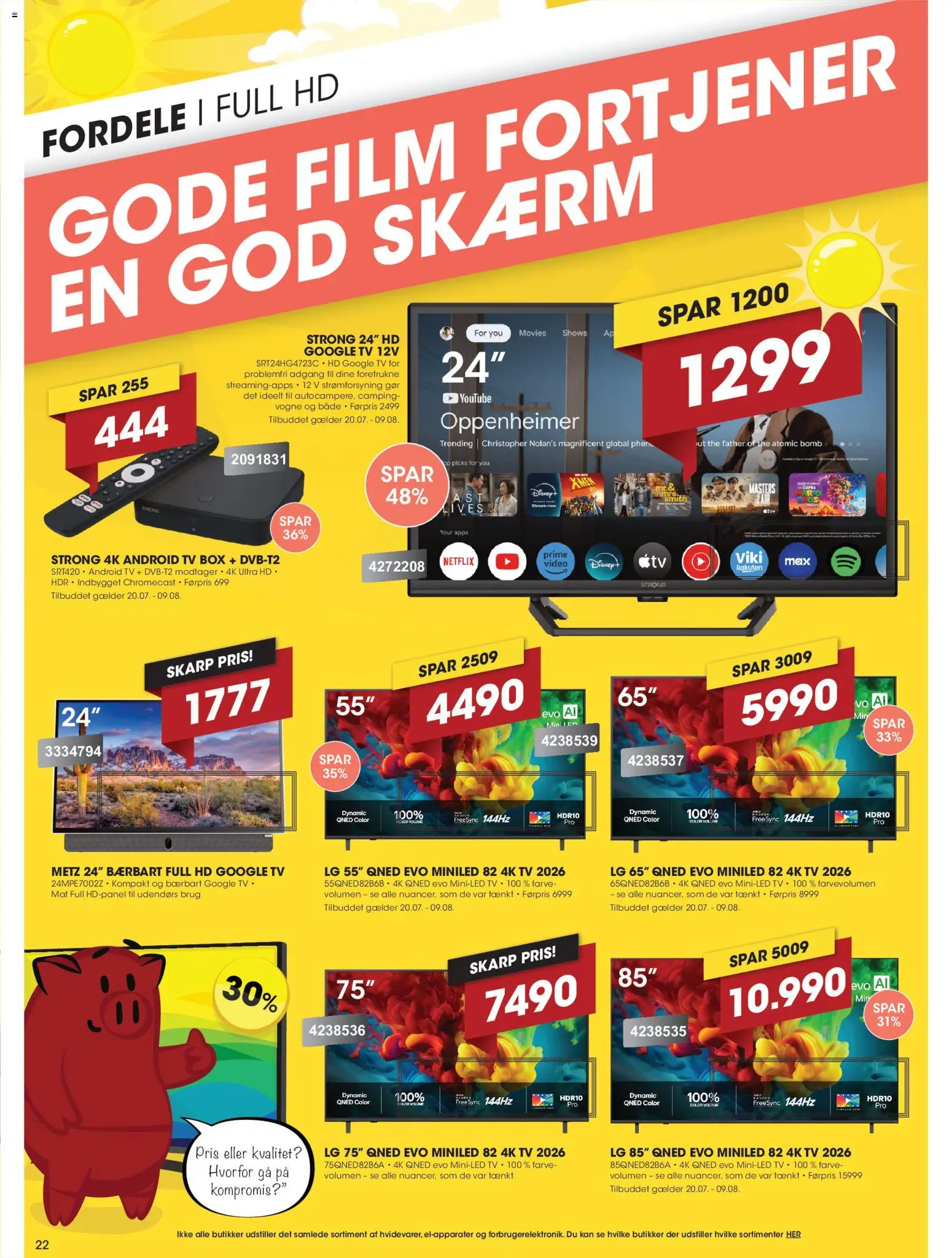 Punkt1 tilbudsavis – gyldig fra 20/07/2026 | Side: 22 | Produkter: Skærm, Ur, TV, Søm
