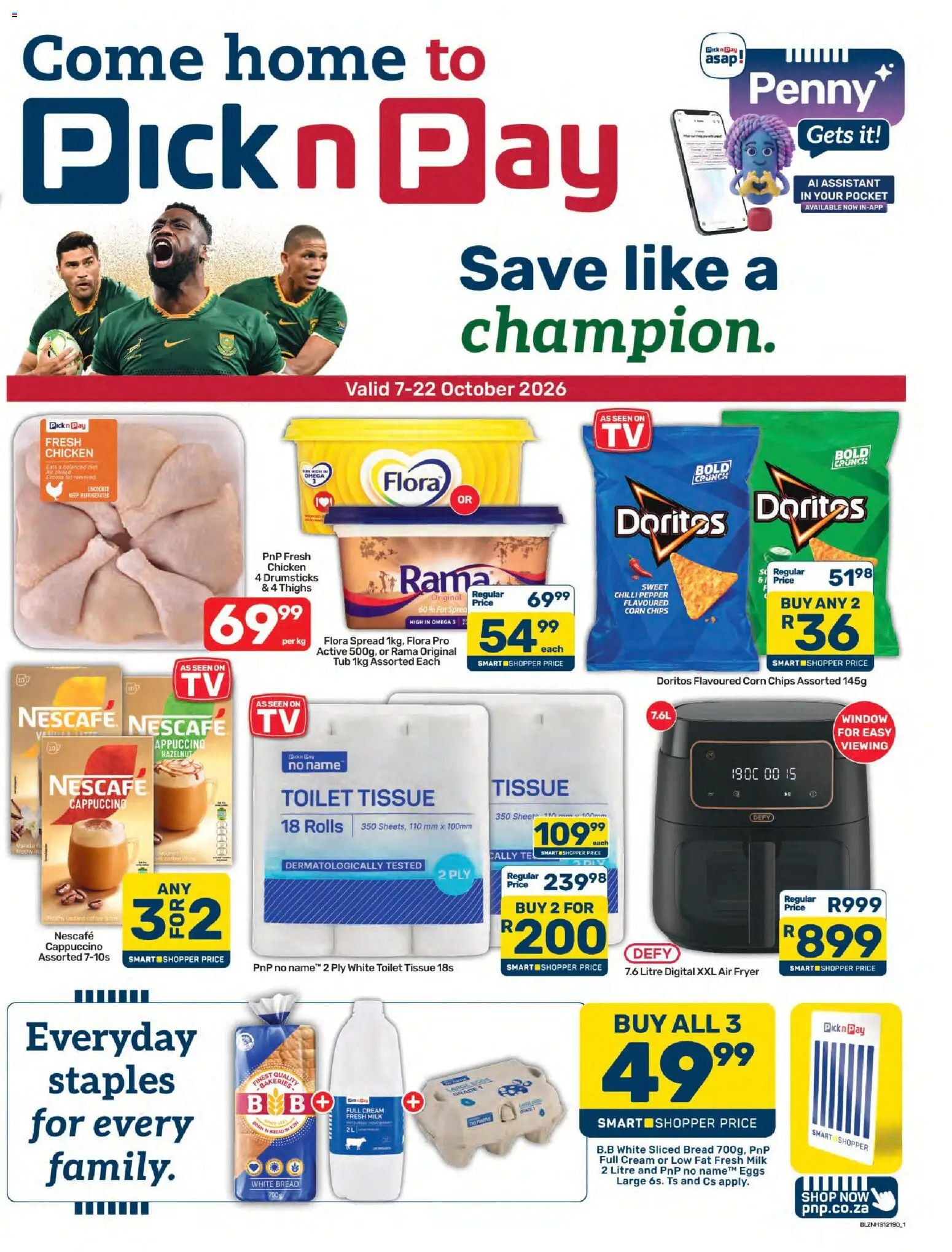 New Pick n Pay catalogue – valid from 07/10/2026 | Page: 1 | Products: Milk, Chicken, Chips, Chilli