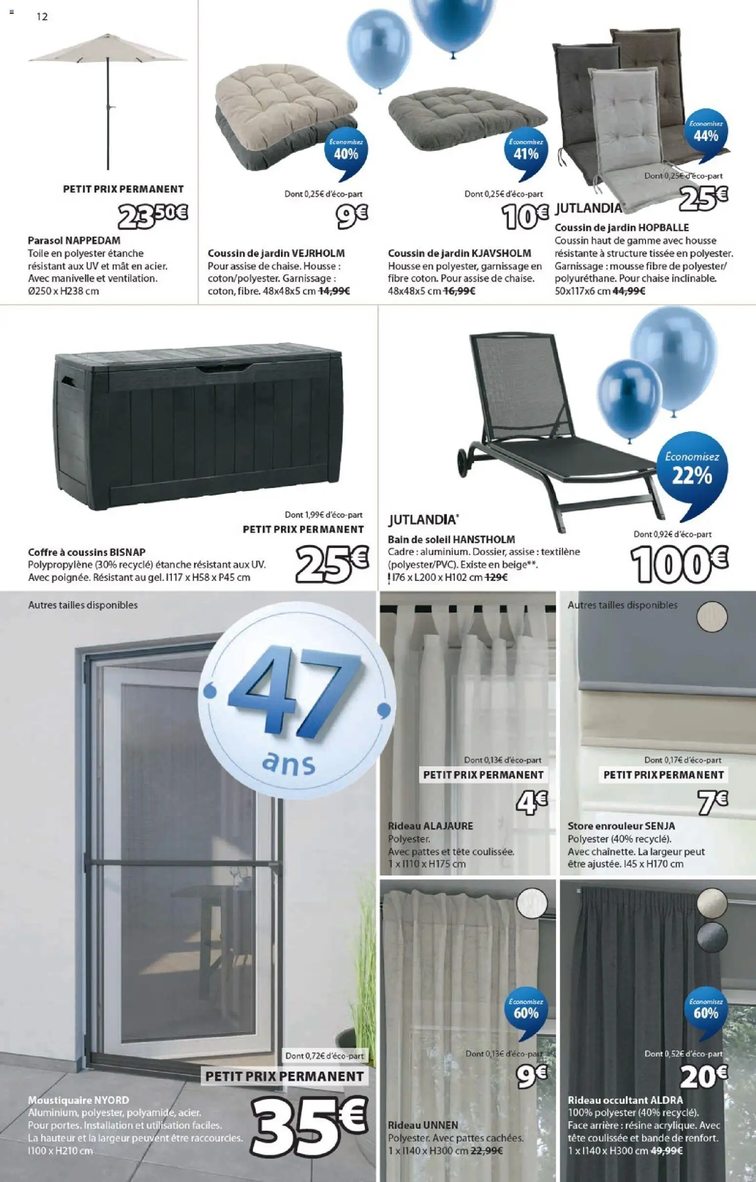 {H1} | Page: 12 | Produits: Mousse, Moustiquaire, Store, Cadre