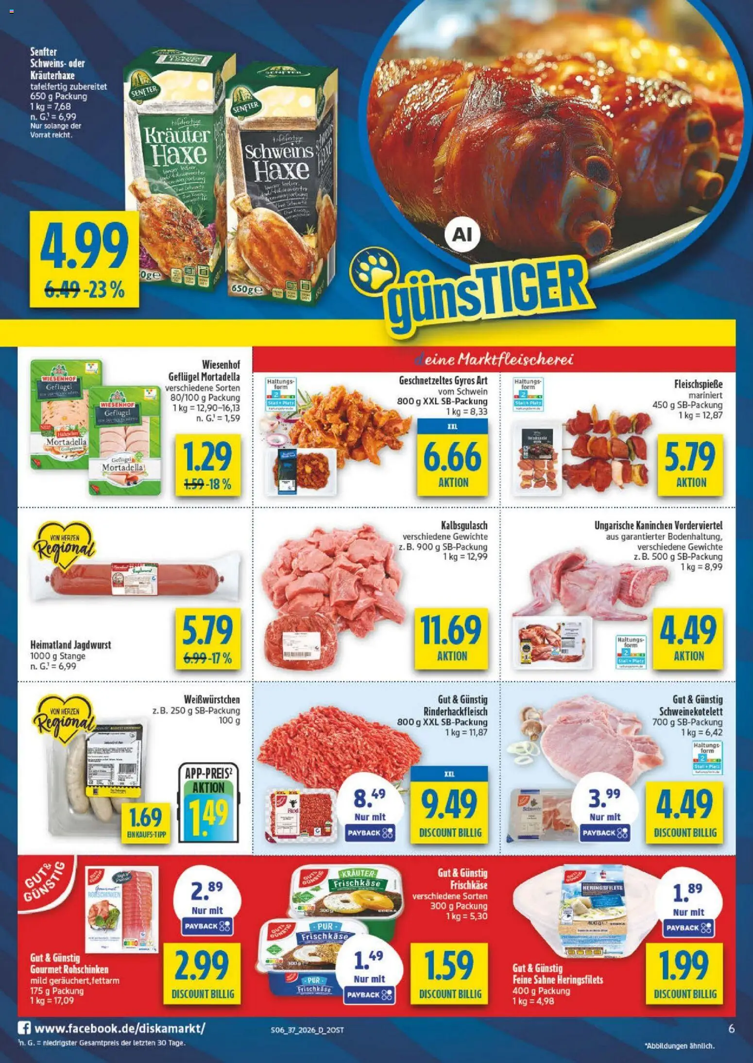 Diska - Diska Angebote Sachsen-Thüringen KW37 – gültig ab 02.09.2026 | Seite: 6 | Produkte: Kaninchen, Gyros, Sahne, Frischkase