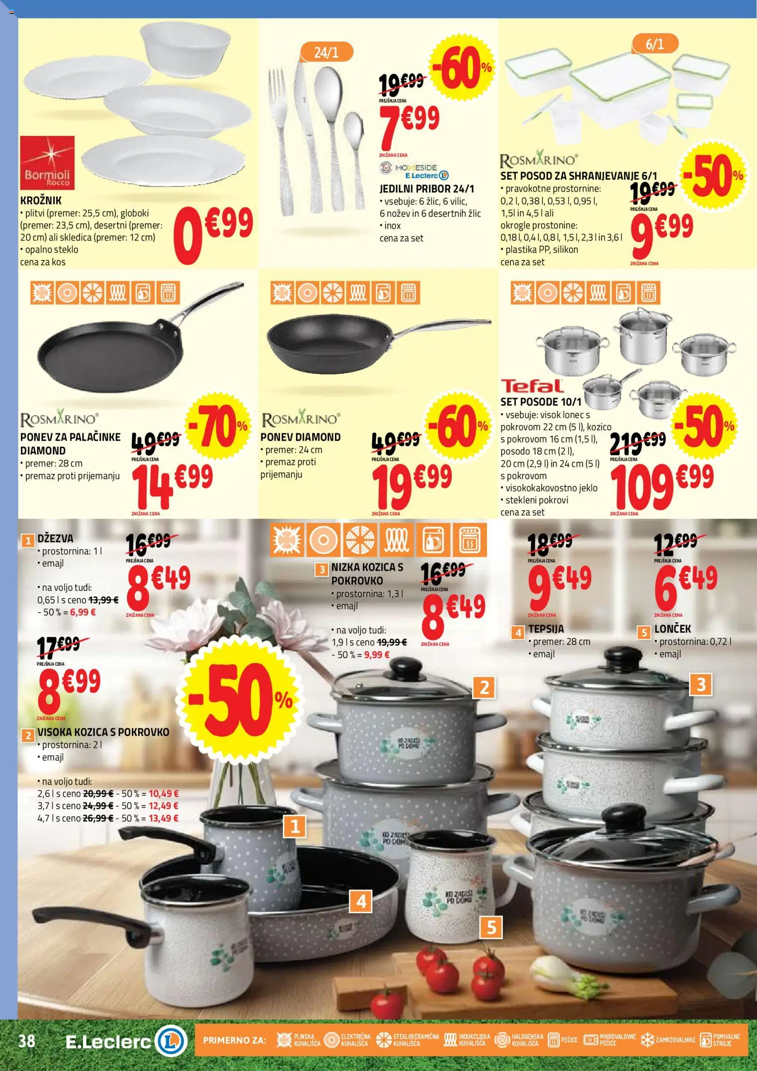 Novi E.leclerc katalog ponudbe – veljaven od 03.06.2026 | Stran: 38 | Izdelki: Pribor, Kos, Palačinke, Silikon