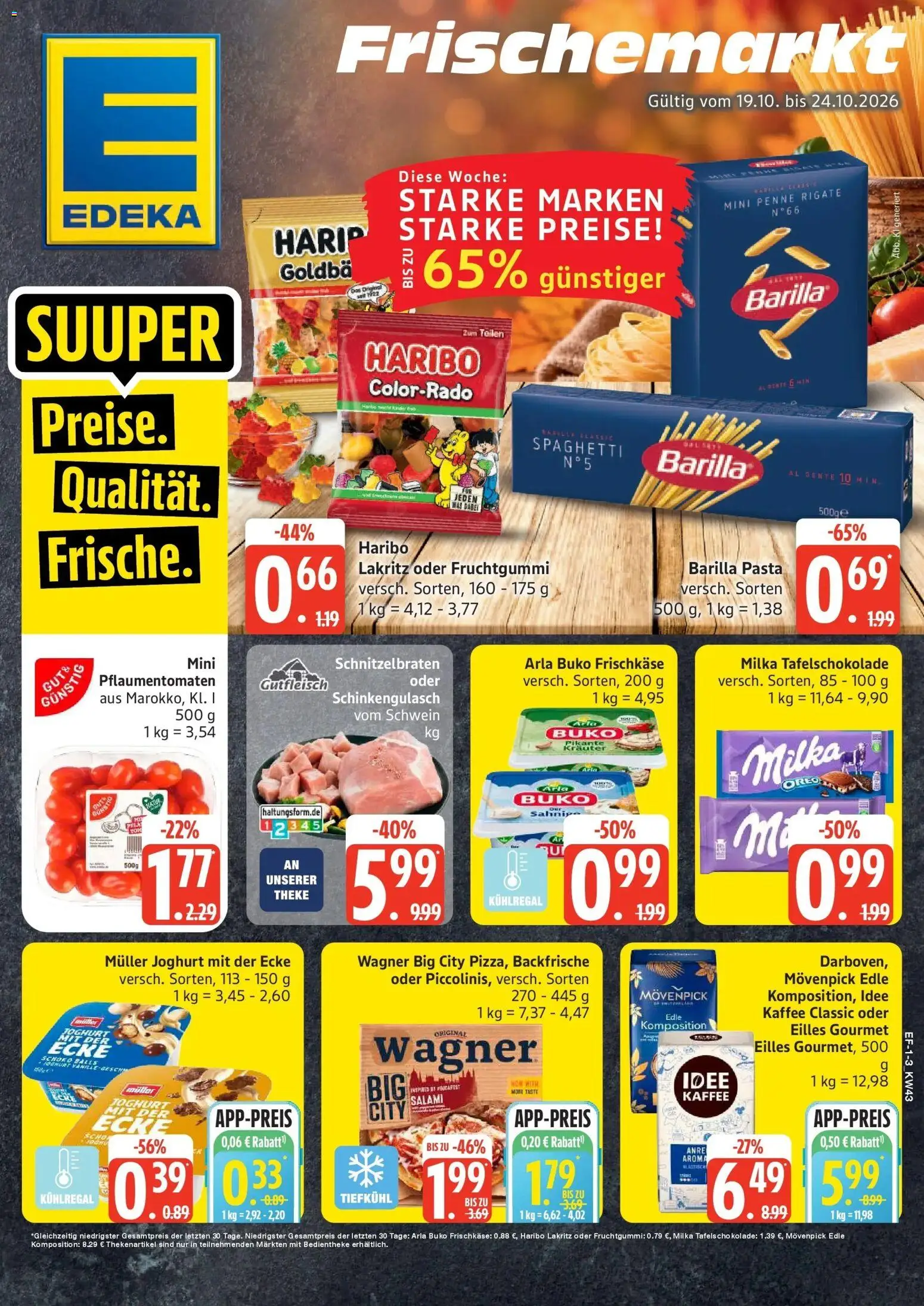 Edeka Prospekt Ascheberg (ab 19.10.2026) » Angebote Online | Seite: 1 | Produkte: Joghurt, Milka, Pasta, Salami