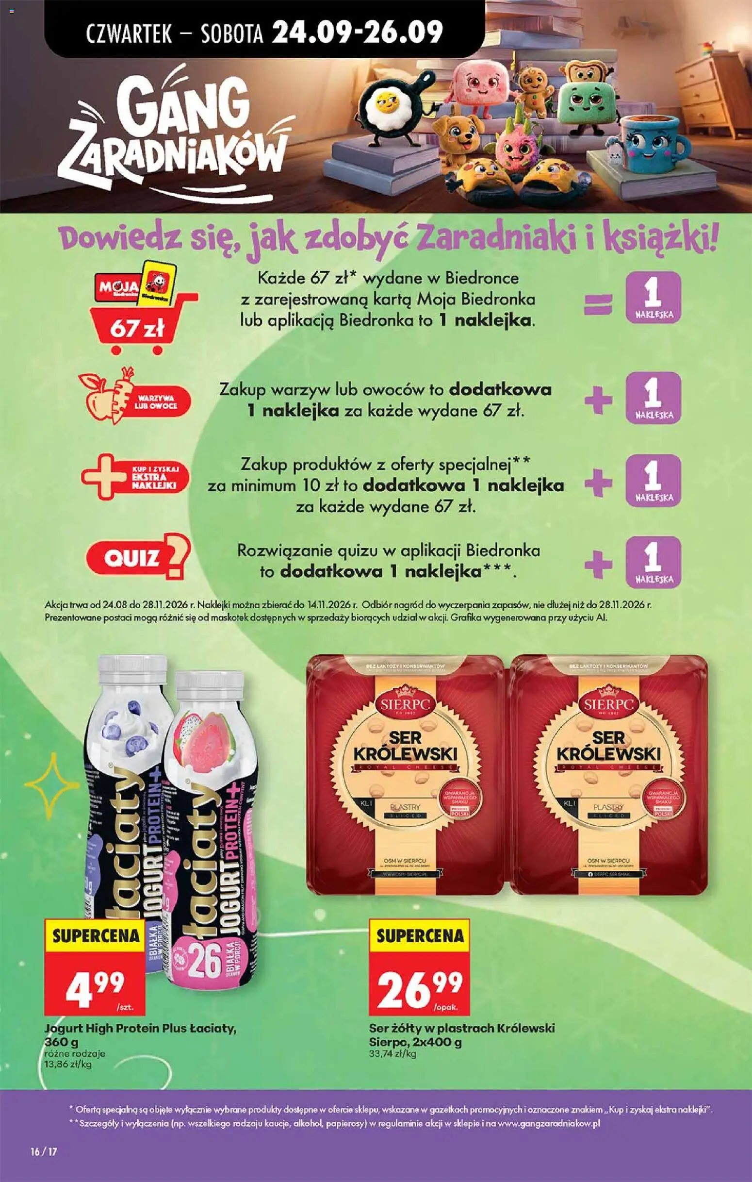 Biedronka gazetka - Gang zaradniaków od 24.09.2026 | Strona: 2 | Produkty: Ser żółty, Karta, Naklejki, Jogurt