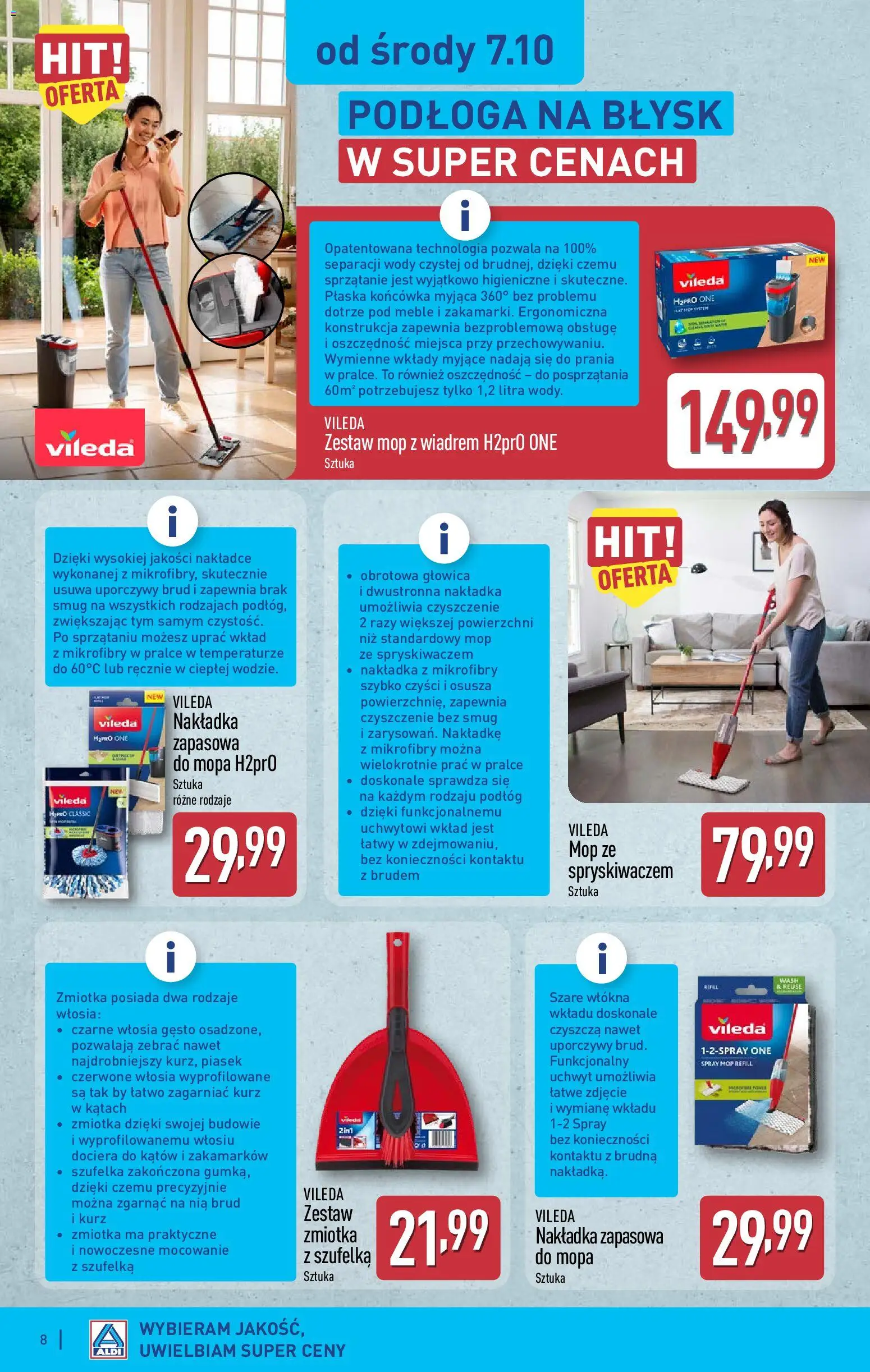 Aldi gazetka - Artykuły przemysłowe i tekstylia od 07.10.2026 | Strona: 8 | Produkty: Vileda, Mop
